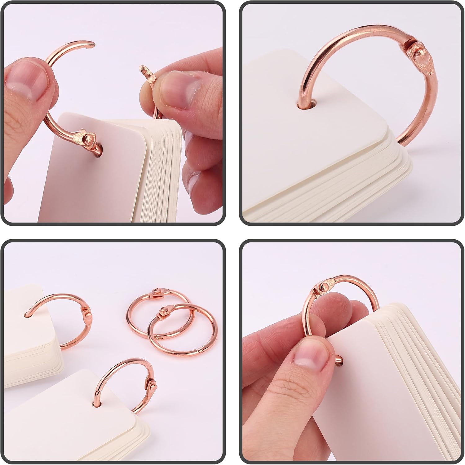 Mr. Pen – Anillo para carpeta de hojas sueltas, paquete de 40, anillos de oro rosa de 1 pulgada, anillos de libro, anillos de metal para tarjetas de