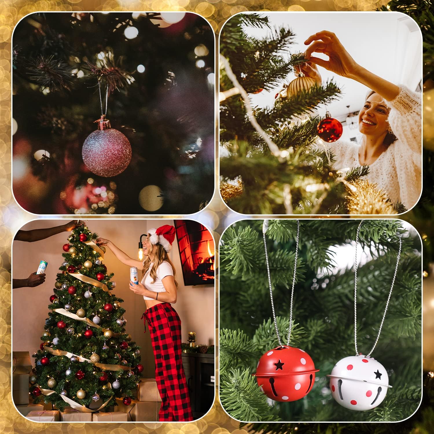 200 cuerdas para colgar adornos navideños, cinta metálica de 8 pulgadas para colgar adornos con cierre a presión, cordón a presión para decoración