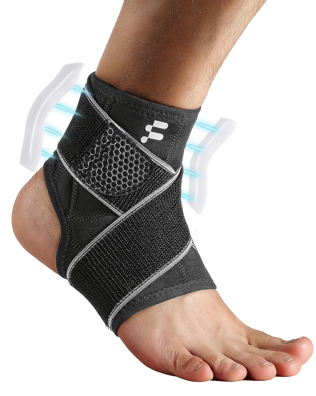 Tobillera para alivio de la fascitis plantar con fuerte correa de compresión y estabilizadores laterales para dolor de arco, tendinitis de Aquiles,