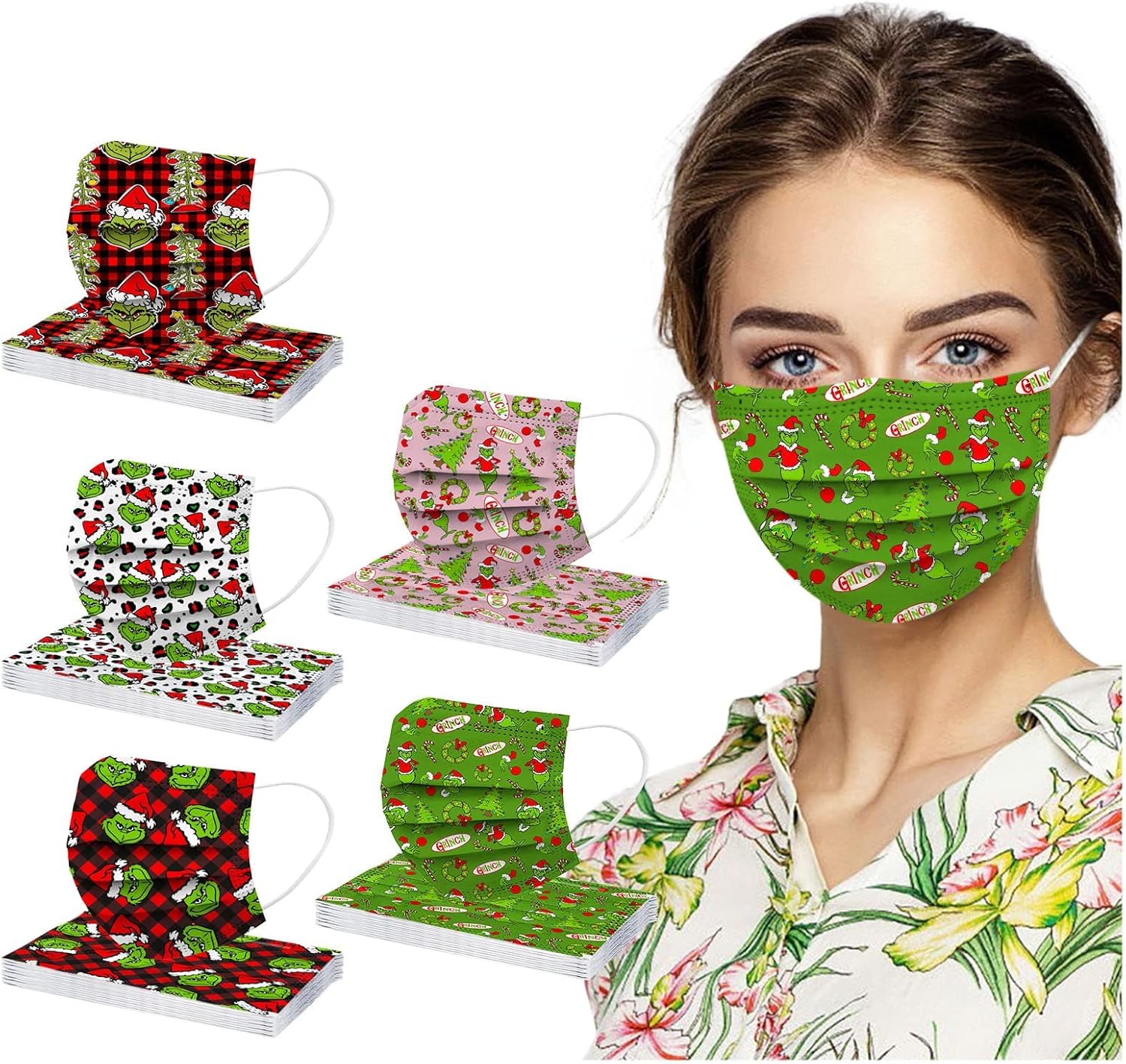 50 mascarillas desechables de Halloween para adultos, con 3 capas y diseños temáticos de Halloween, transpirables para adultos