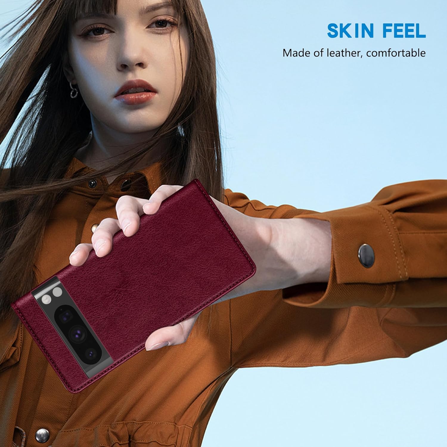 ZZXX Funda tipo cartera para Google Pixel 8 Pro con bloqueo RFID, soporte de ranura para tarjetas, funda protectora de cuero magnético fuerte