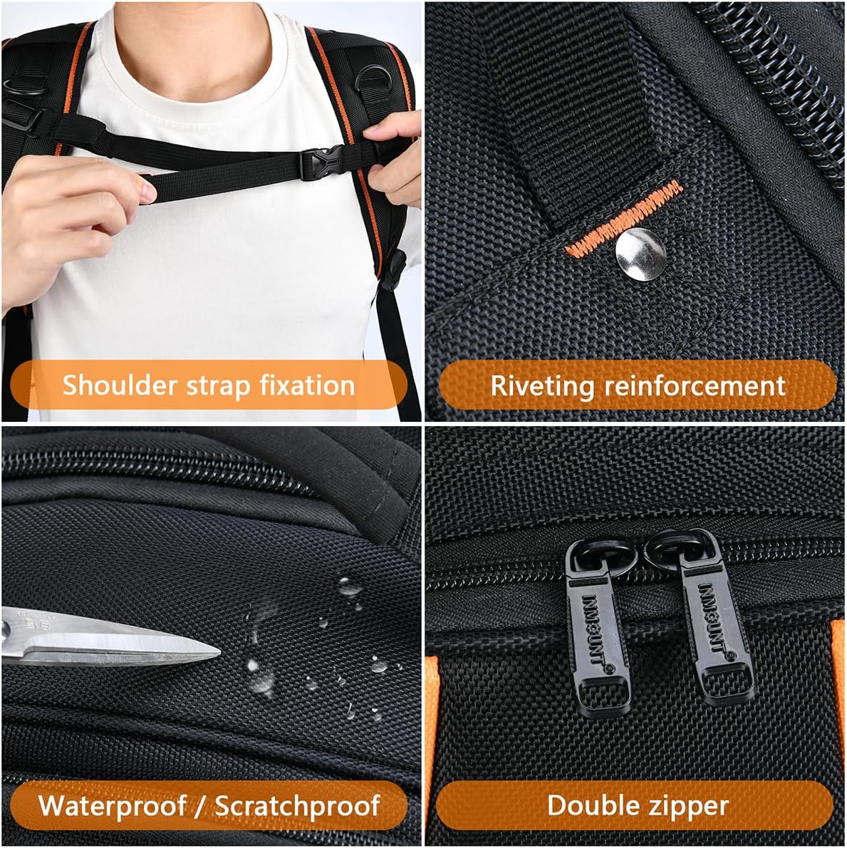 Mochila bolsa de herramientas – Mochila de herramientas resistente para hombres, mochila de herramientas HVAC con base moldeada sólida bolsas