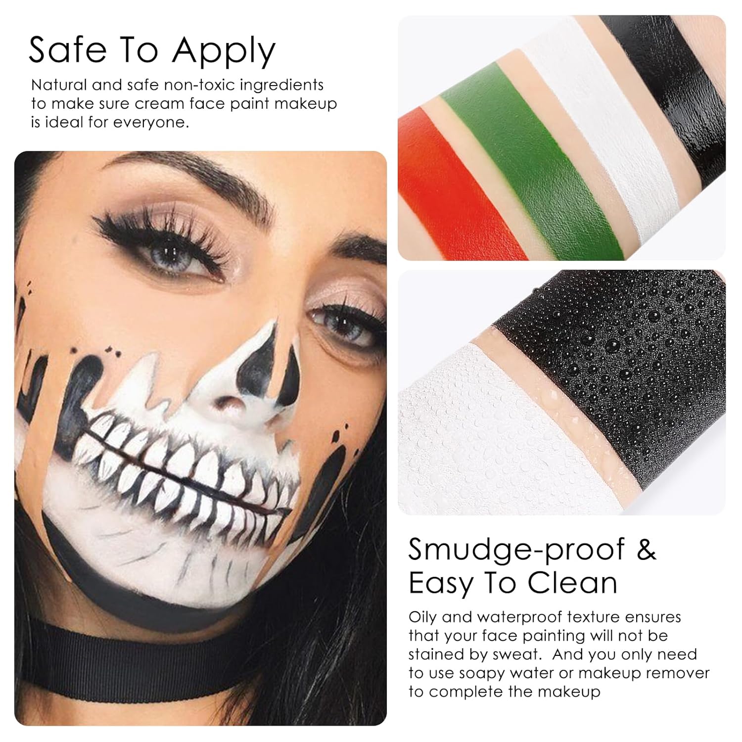 FREEORR 2 unidades de palo negro de ojos rojos, ojos rojos negros pintura corporal para béisbol, fútbol, Halloween, disfraz de vampiro, bromista y