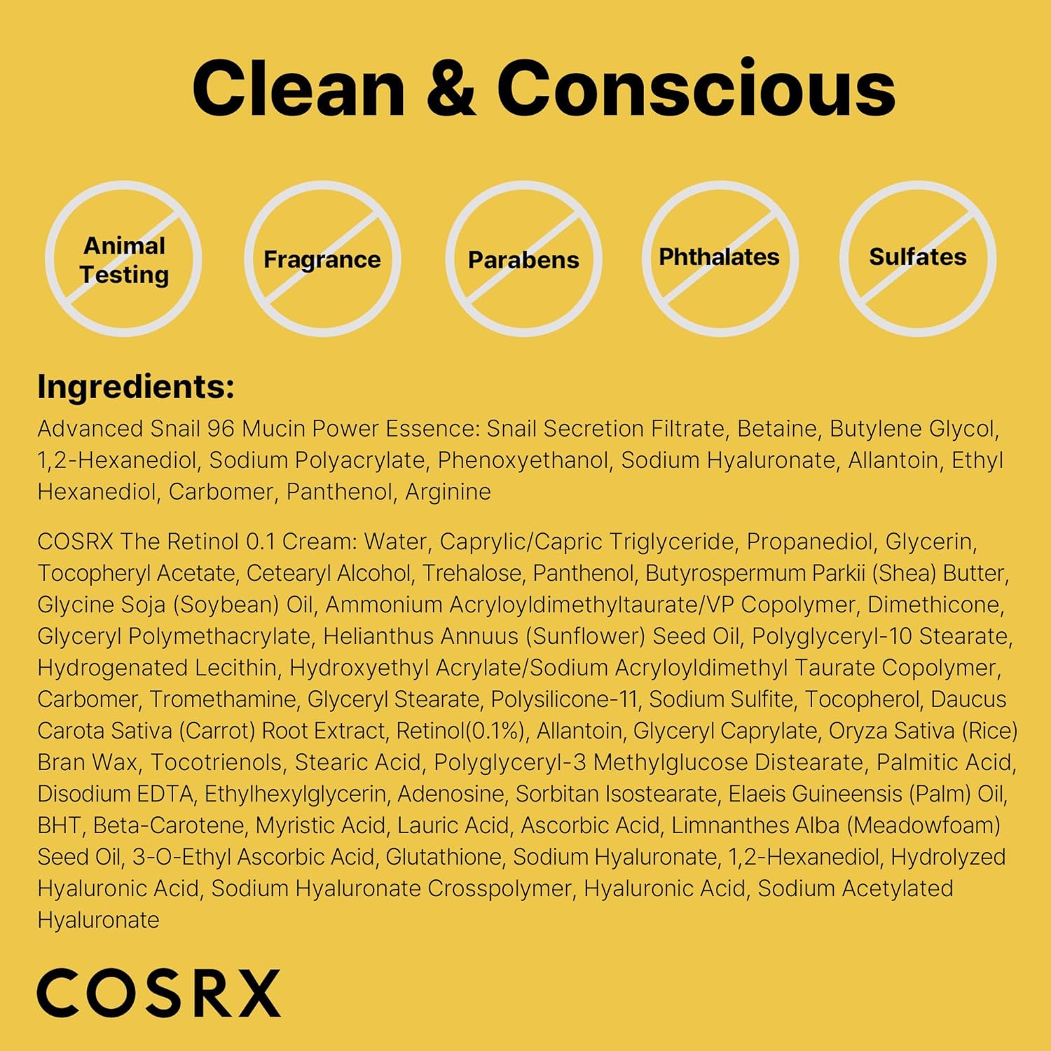 COSRX Juego de iniciación de Glass Skin para principiantes, Advanced Snail 96 Mucin Power Essence (3.38 onzas líquidas x 2) y Retinol 0.1 Cream Mini