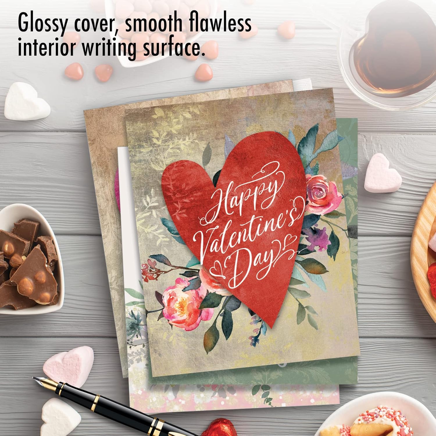 The Best Card Company Juego de 20 tarjetas de notas para el día de San Valentín surtidas de 4 x 5.12 pulgadas con sobres (10 diseños, 2 de cada uno)