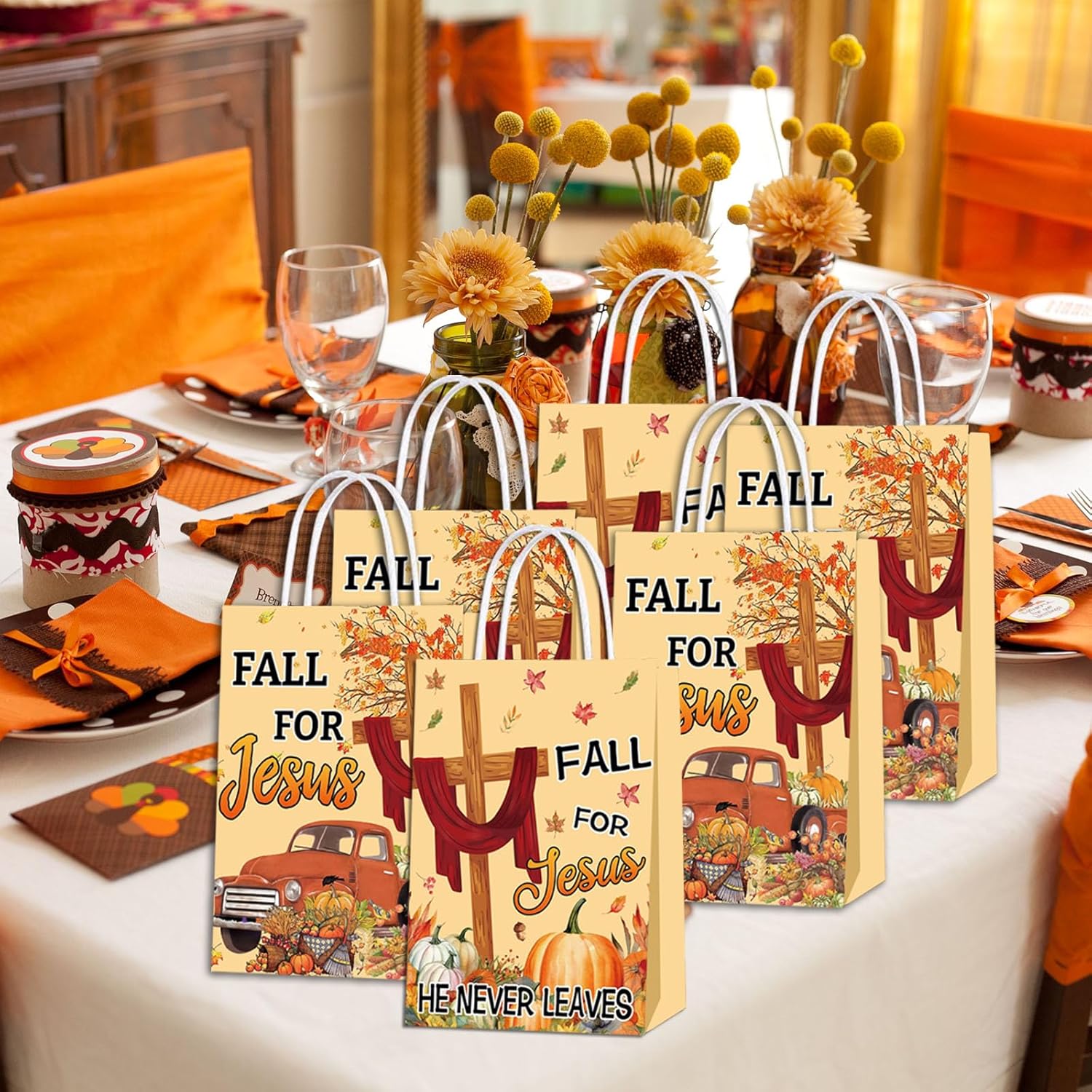 16 bolsas de fiesta de otoño para Jesús, bolsas de regalos de Acción de Gracias, regalos de fiesta de religión cristiana para otoño para Jesús
