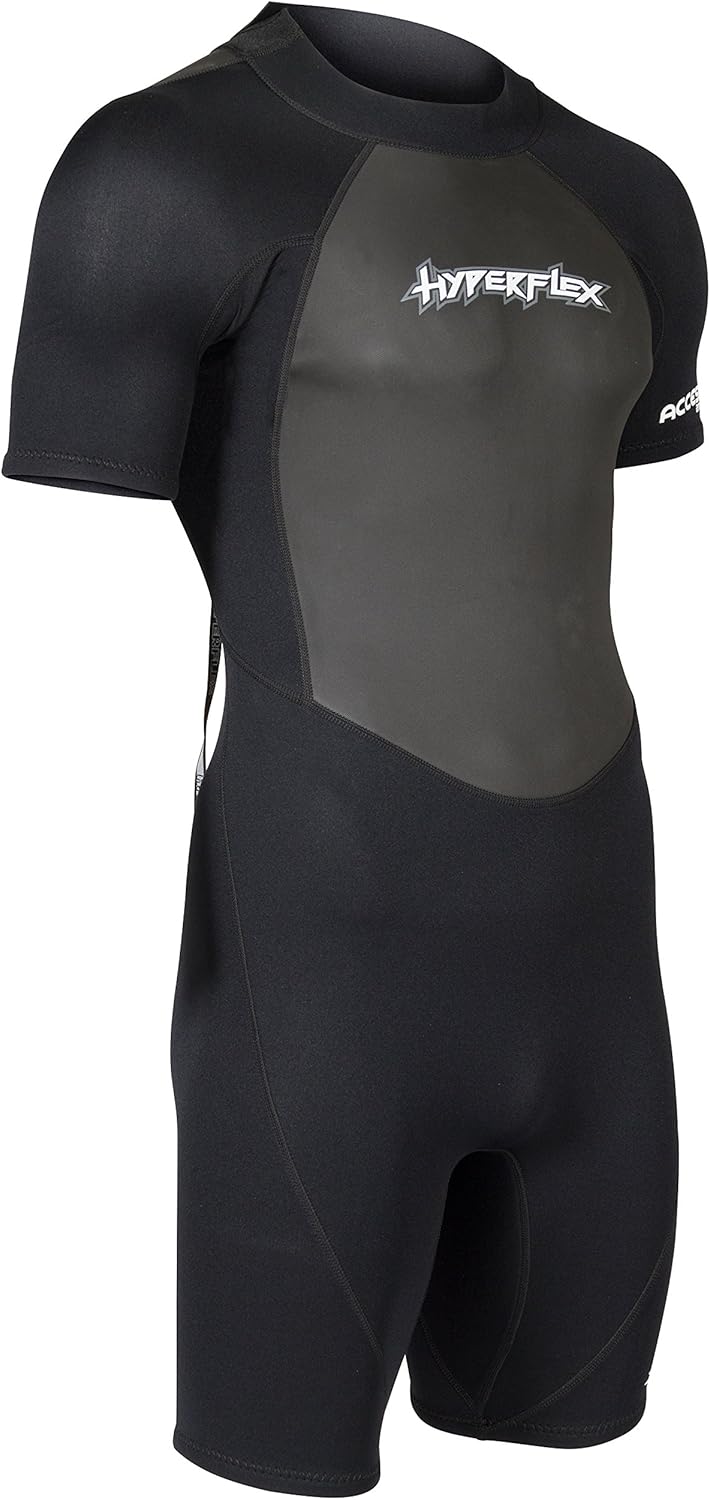 HYPERFLEX Traje de neopreno corto de 0.098in para hombre y mujer, para surf, deportes acuáticos, buceo, esnórquel, cómodo, flexible, ajuste