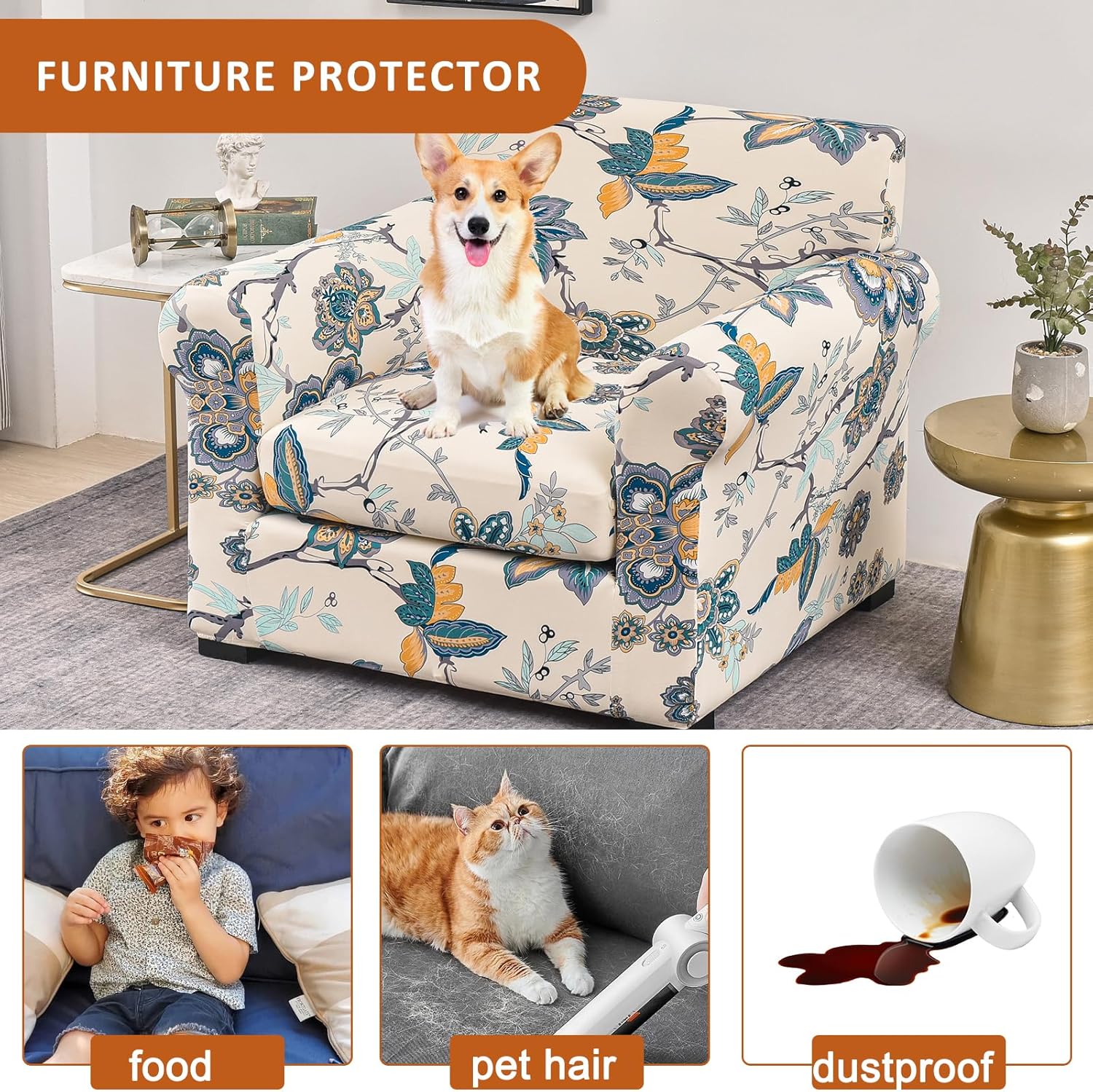 HAOYONG Funda para sillón, 2 piezas, fundas de elastano de alta elasticidad, funda para sillón de 1 plaza, funda antideslizante y lavable para sala