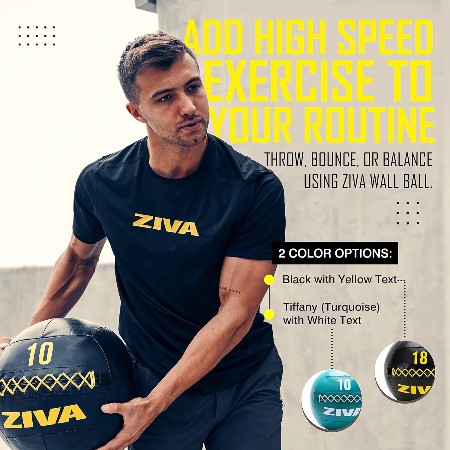 ZIVA Pelota de pared suave  Pelota de ejercicio con peso altamente duradera para entrenamiento de fuerza y acondicionamiento, varios colores, peso