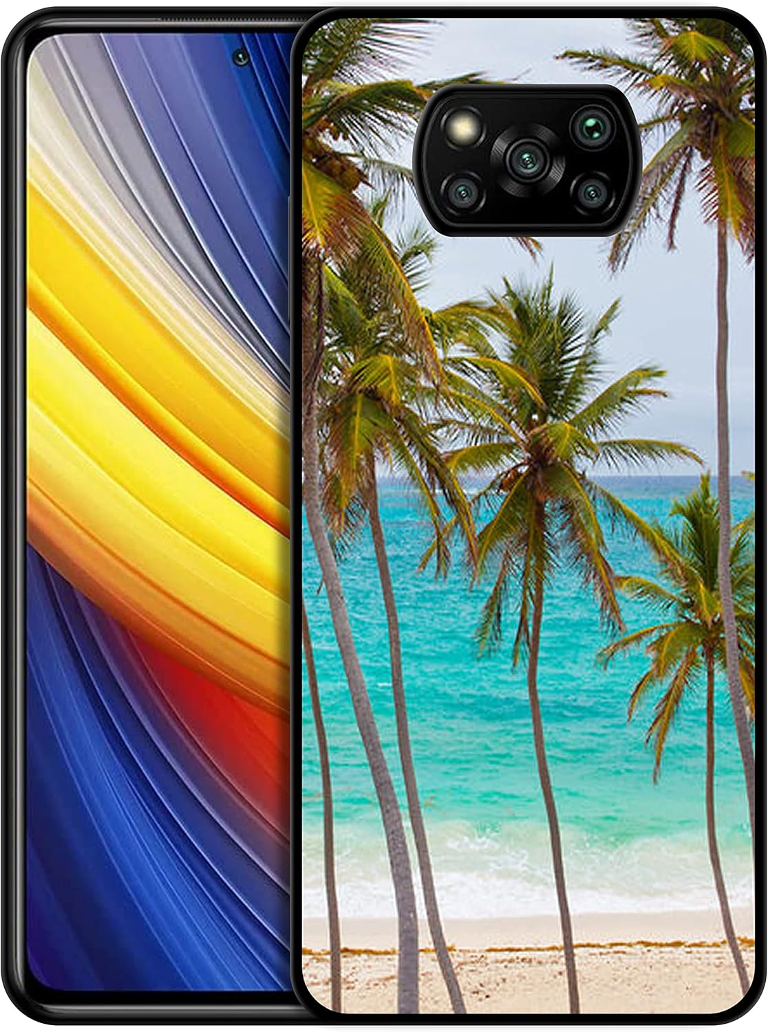 SM Cases – Funda de TPU de goma para Xiaomi Poco X3 NFCPoco Pro, diseño de palmera tropical en la playa, diseño impreso protector a prueba de golpes