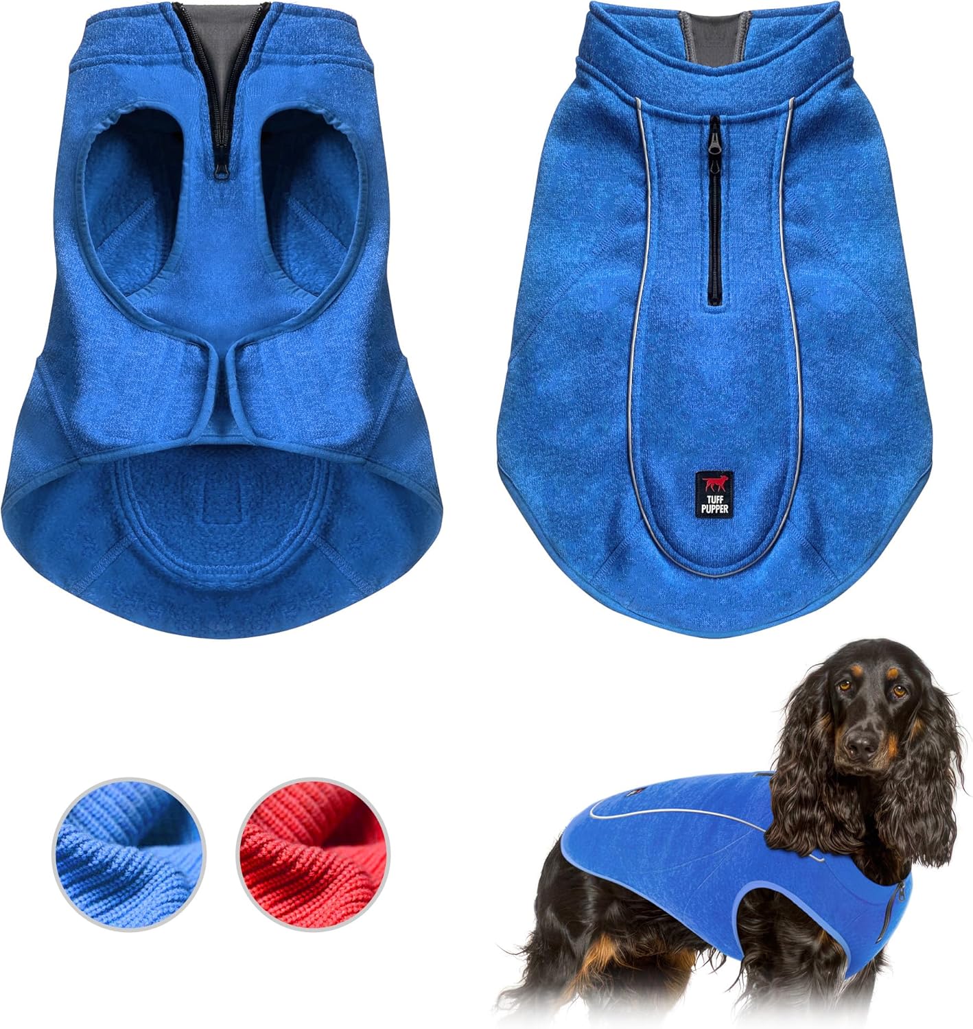 Suéter de forro polar aislado para perros  Chaleco ligero y cálido para perro  Puerto con cremallera para arnés  Chaqueta de invierno para clima