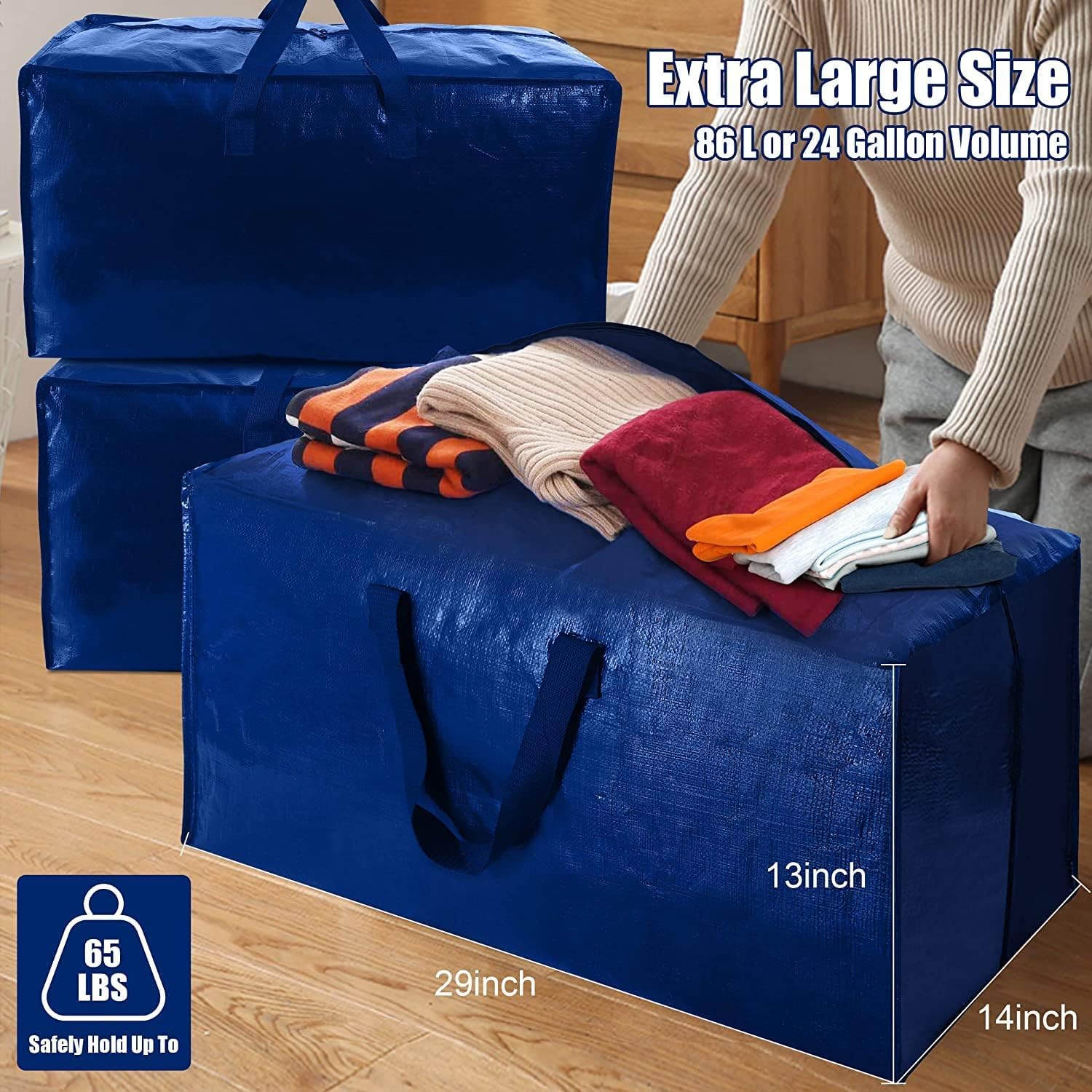 Paquete de 12 bolsas de mudanza resistentes con correas de mochila, asas fuertes y cremalleras, bolsas de almacenamiento para ahorrar espacio,