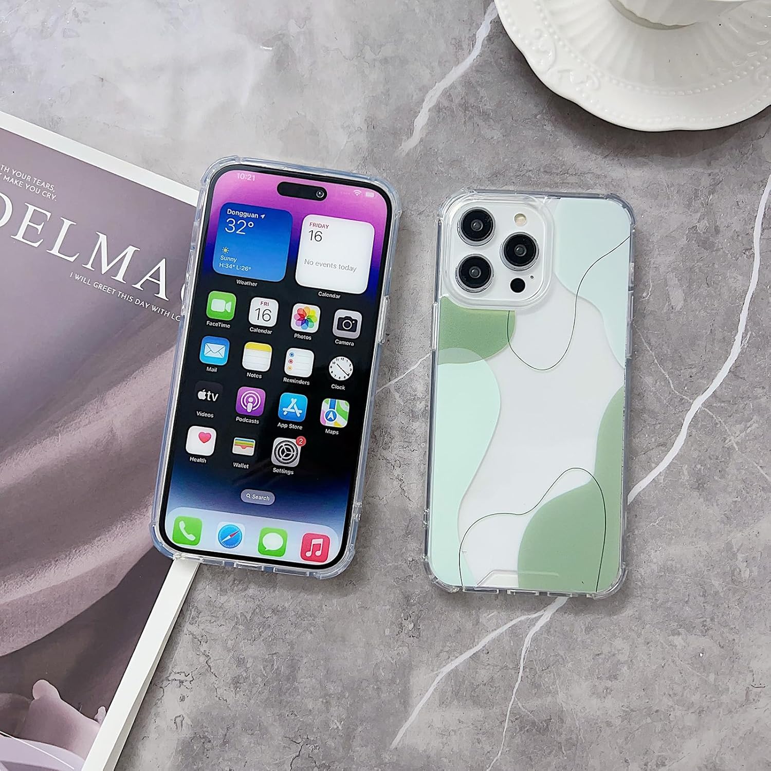 Funda compatible con iPhone 1314, bonita funda con patrón de corazón pintado simple para mujeres y niñas, funda de TPU suave + protección de