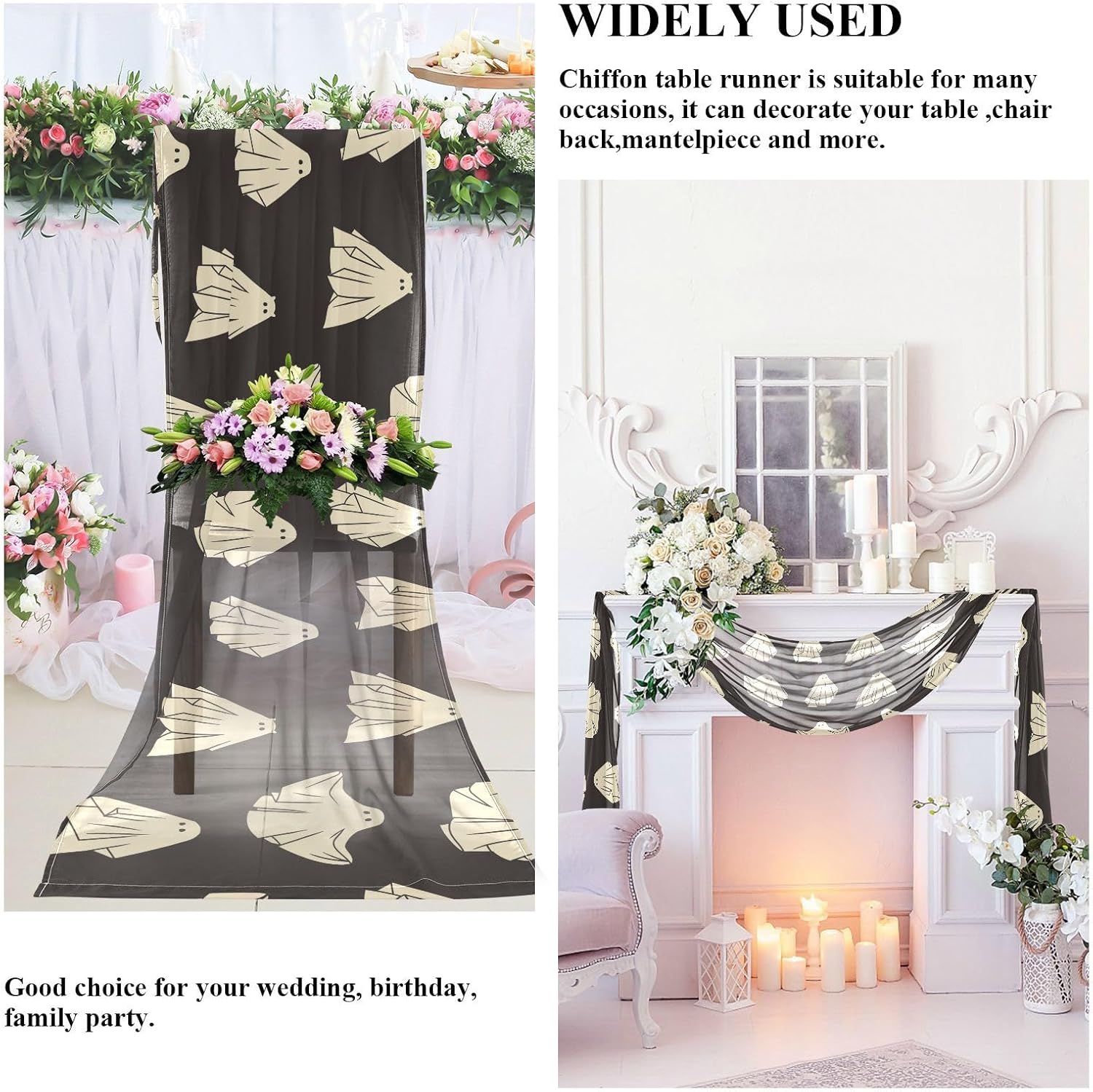 Flying Halloween Table Runner Fall Decor for Dining Table Decor Halloween Table Decor 120 Inches Long