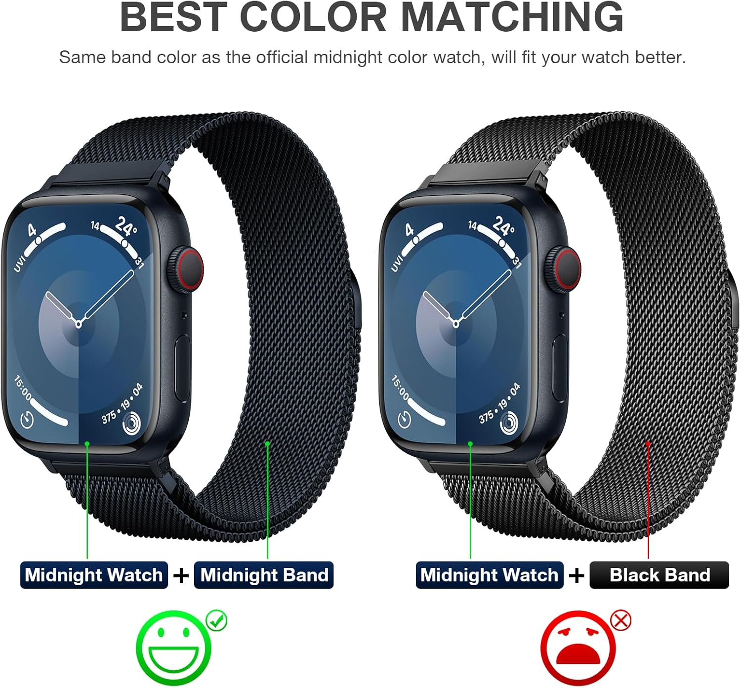 Correa milanesa de acero inoxidable compatible con Apple Watch Band de 1.654 pulgadas, 1.732 pulgadas, 1.772 pulgadas, 1.775 pulgadas, 1.575