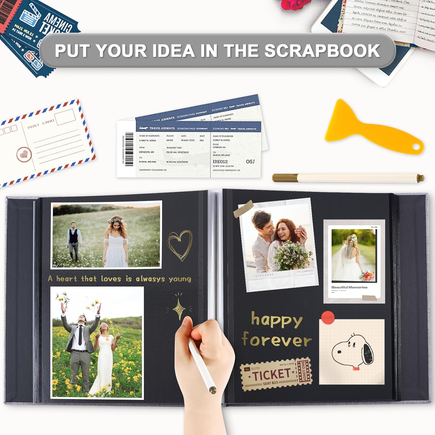 Álbum de fotos autoadhesivas, álbumes de recortes, álbumes de fotos magnéticos para fotos de 4 x 6, 5 x 7, 8 x 10 pulgadas, libros con páginas