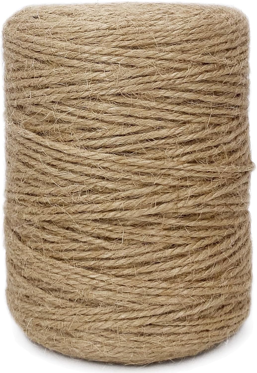 Cordel de yute natural de 0.079 in de 600 pies, 3 capas, cuerda trenzada resistente, cinta marrón para artes, manualidades, tarros de masón,