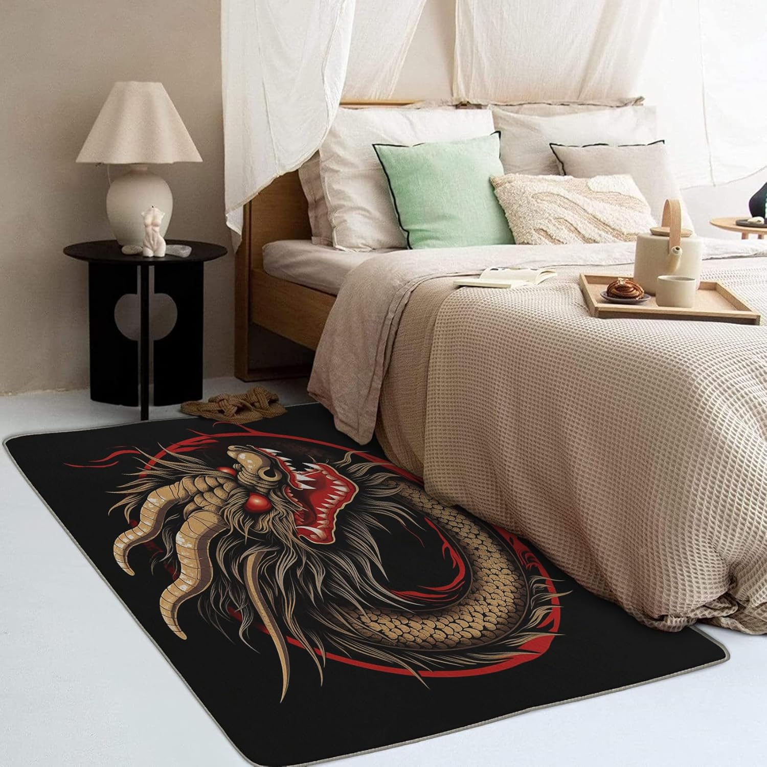 Alfombra de dragón chino y decoración del hogar, alfombra de 3 x 5, alfombras orientales para sala de estar, dormitorio, alfombra de fantasía,