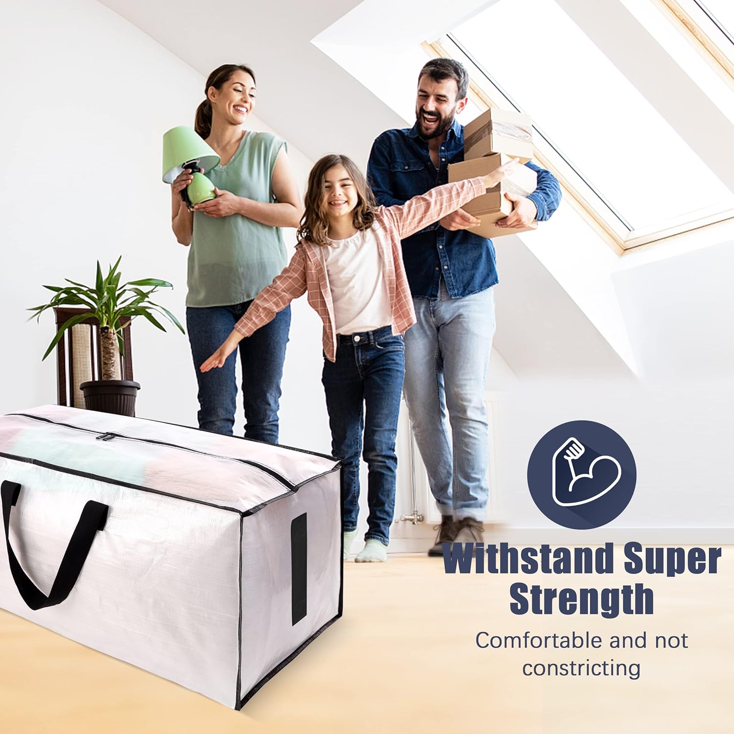 Paquete de 12 bolsas de mudanza grandes y fuertes con cremalleras y asas de transporte, resistente al agua, bolsa de almacenamiento resistente para