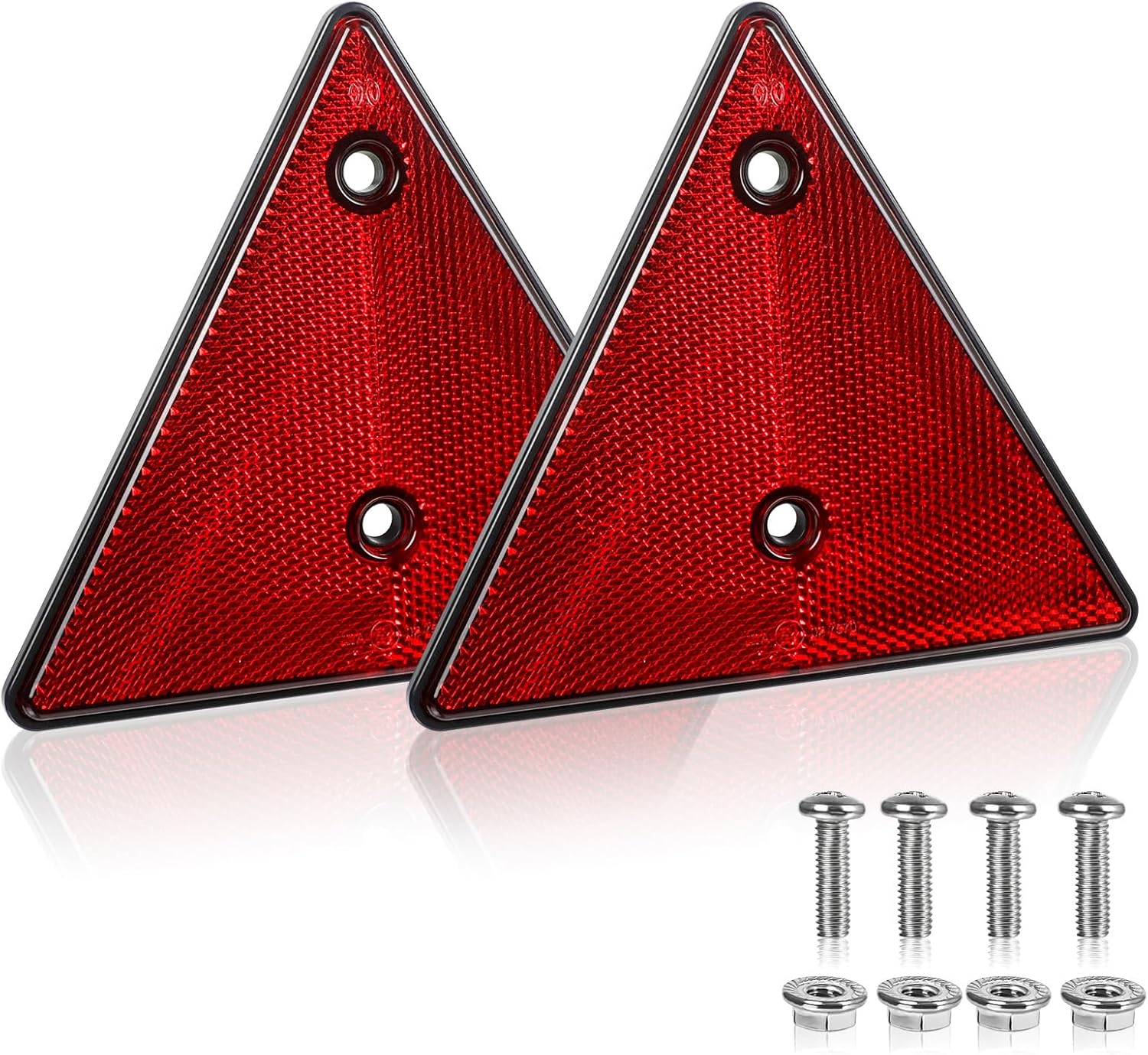 Paquete de 2 reflectores triangulares de plástico rojo, instalación de tornillos para buzón, remolques, camiones, barcos, SUV, caravanas