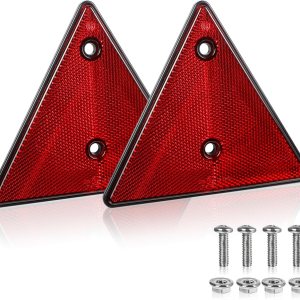 Paquete de 2 reflectores triangulares de plástico rojo, instalación de tornillos para buzón, remolques, camiones, barcos, SUV, caravanas Paquete de 2 reflectores triangulares de plástico rojo, instalación de tornillos para buzón, remolques, camiones, barcos, SUV, caravanas