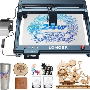 Longer Laser B1 Engraver, 24W Laser Cutter Engraving Machine with Air Assist, 120W DIY Precisely Laser Engraving Machine, CNC Machine for Wood and Longer Laser B1 Engraver, 24W Laser Cutter Engraving Machine with Air Assist, 120W DIY Precisely Laser Engraving Machine, CNC Machine for Wood and
