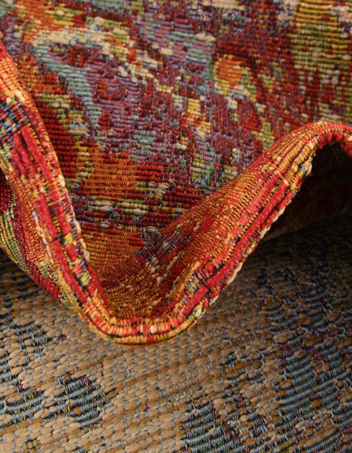 Unique Loom Outdoor Modern Collection – Alfombra de área arrugada (2 pies x 3 pies 11 pulgadas, multicolor, dorado)