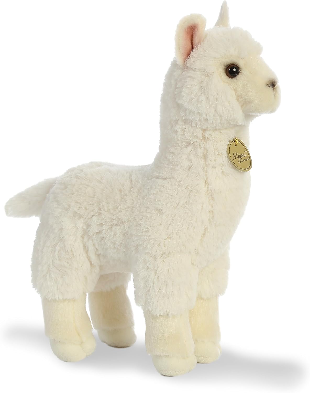Aurora Adorable alpaca de peluche Miyoni, detalle realista, compañía entrañable, blanco, 11 pulgadas