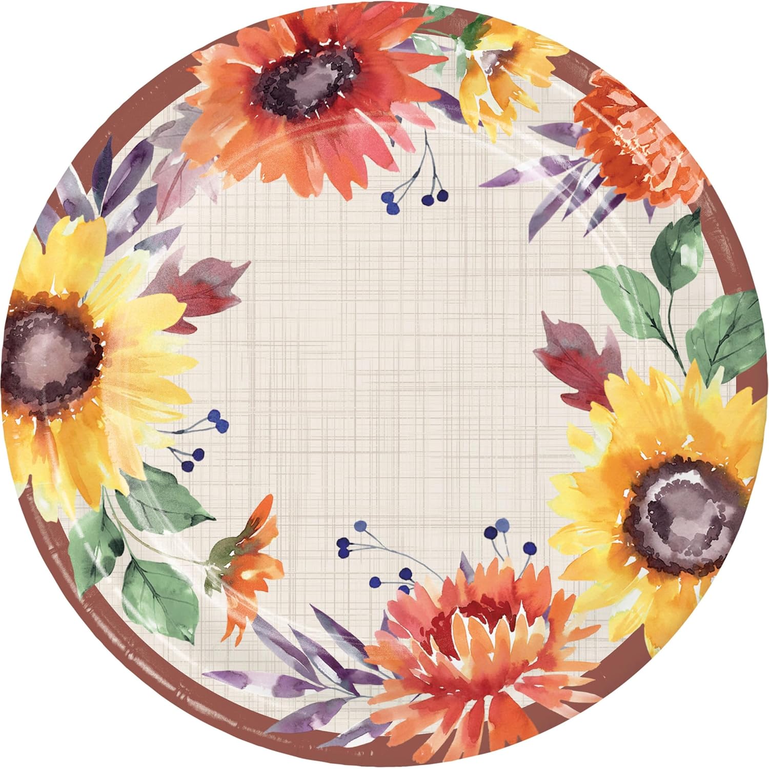 Suministros de fiesta de flores de otoño para 8  (8) platos llanos ovalados, (8) platos de aperitivopostre, (16) servilletas de almuerzo  Diseño de