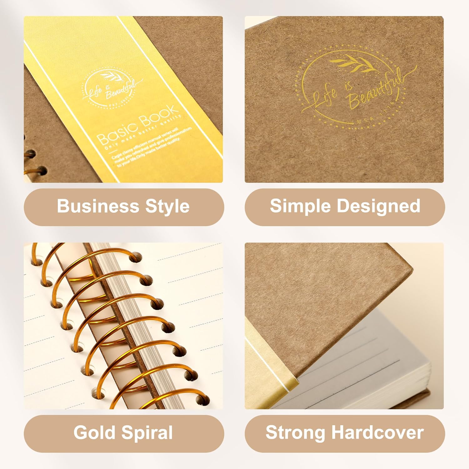 Cuaderno de espiral de tapa dura, 150 hojas, 1 materia, cuaderno de rayas universitarias para oficina, reuniones, cuaderno de composición esencial