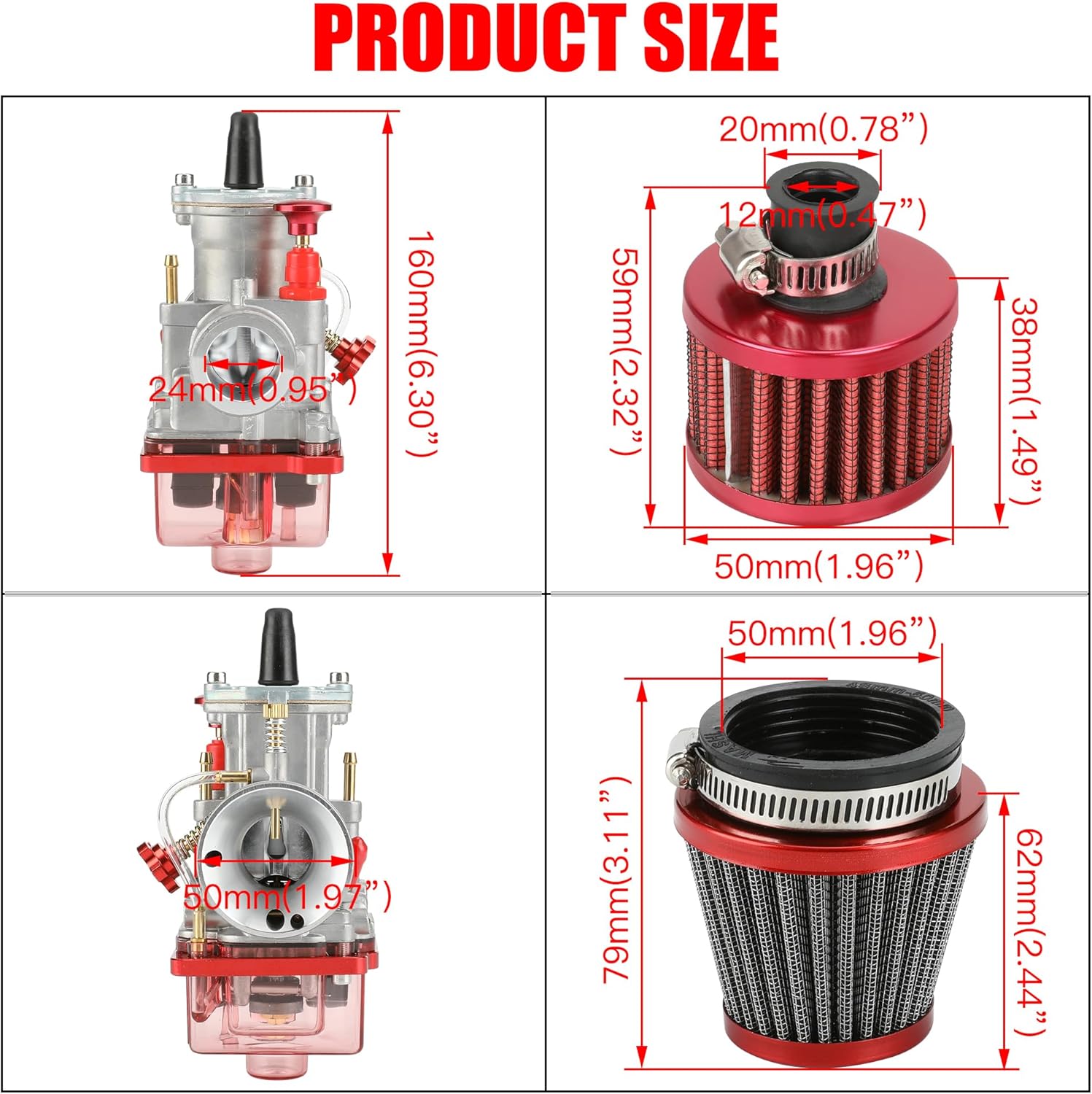 GREHUA PWK – Kit de carburador de 0.945 in para Predator 212 196cc 224cc Non Hemi Coleman CT200U BT200X Mini Bike Baja MB200 KT196 Go Kart 6.5hp