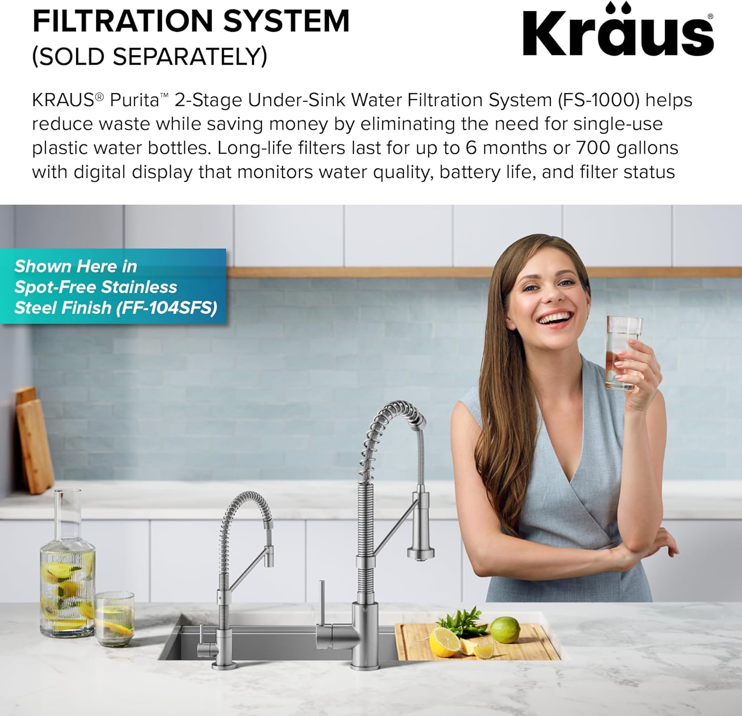 KRAUS Bolden Grifo de filtro de agua potable de una sola manija para ósmosis inversa o sistema de filtración de agua en bronce champán antiguo sin