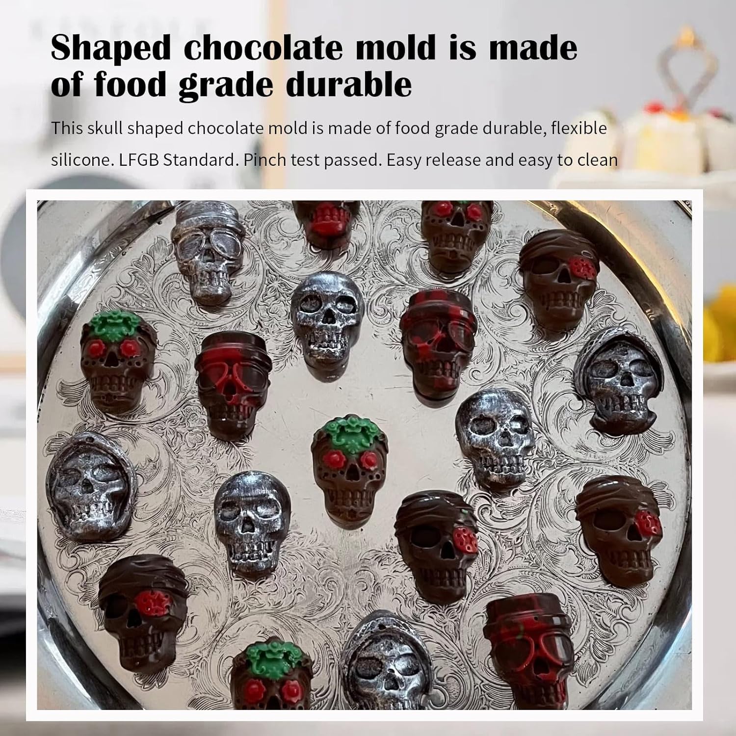 Juego de moldes de calavera 3D de 10 cavidades, molde de silicona para cubitos de hielo, para enfriar, whisky, cócteles, bebidas, pudín, chocolate,