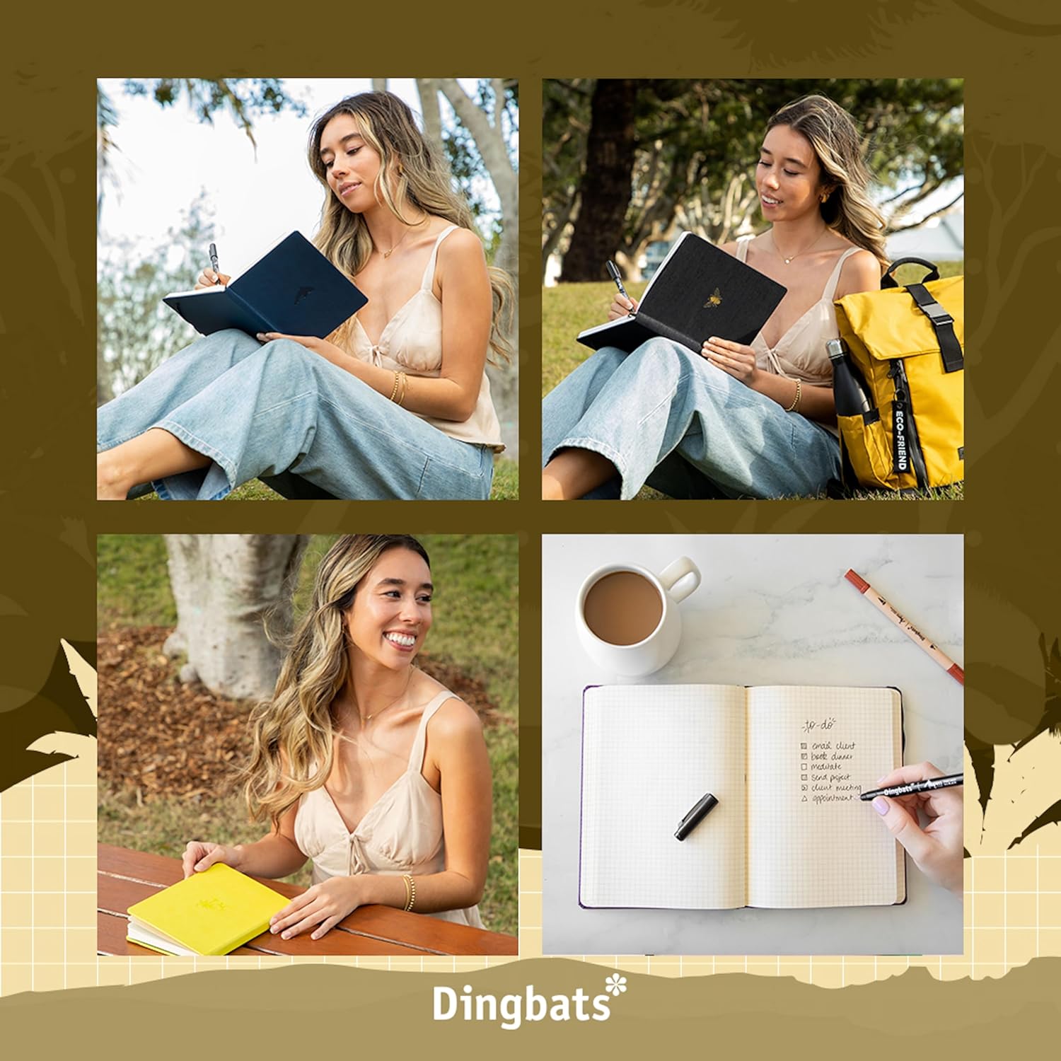 Dingbats* Diario de puntos de vida silvestre A5 – Tapa dura de cuero vegano, ideal para el trabajo, viajes, bolsillo, cierre elástico, marcapáginas