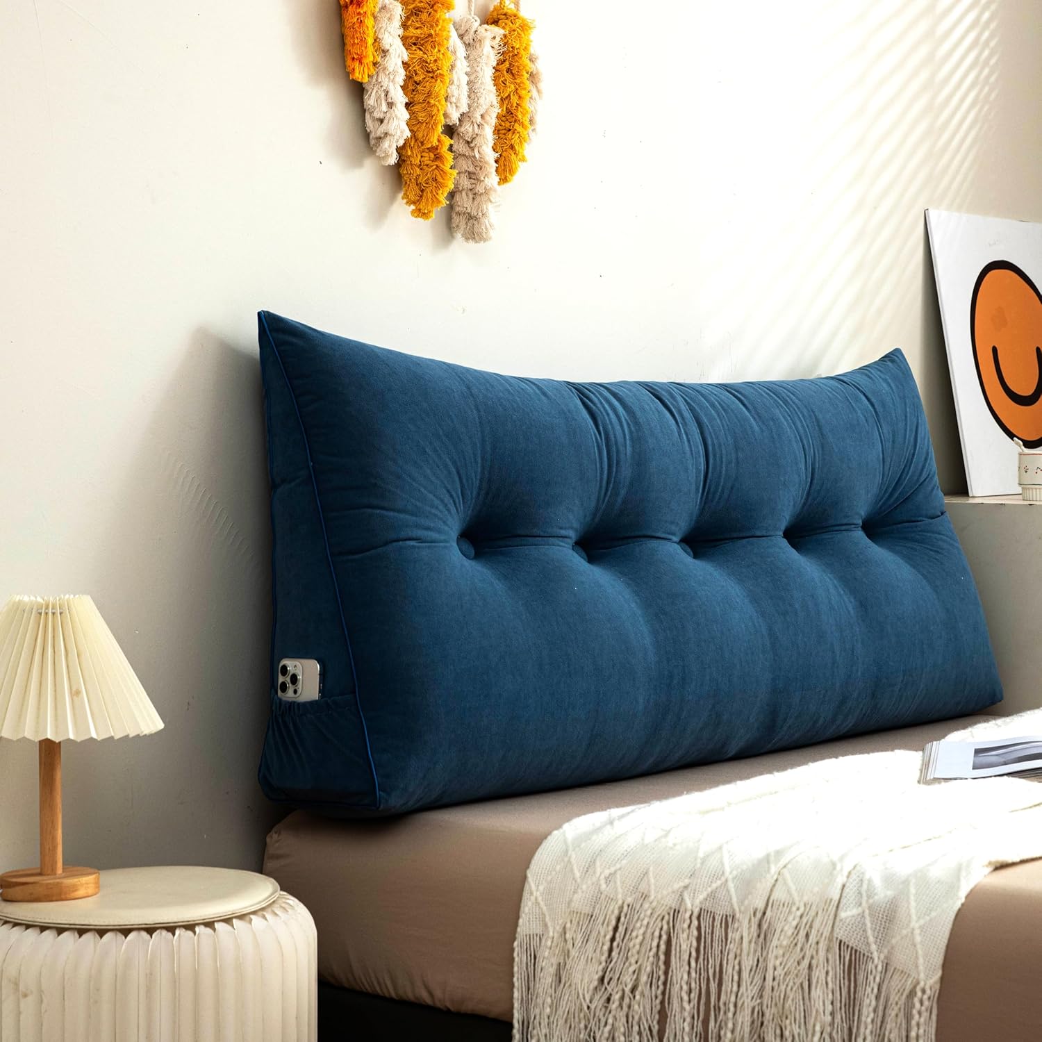 Almohada grande triangular para cabecero, respaldo de lectura, reposo de cama, soporte de respaldo para cama de día, posicionamiento lumbar, funda