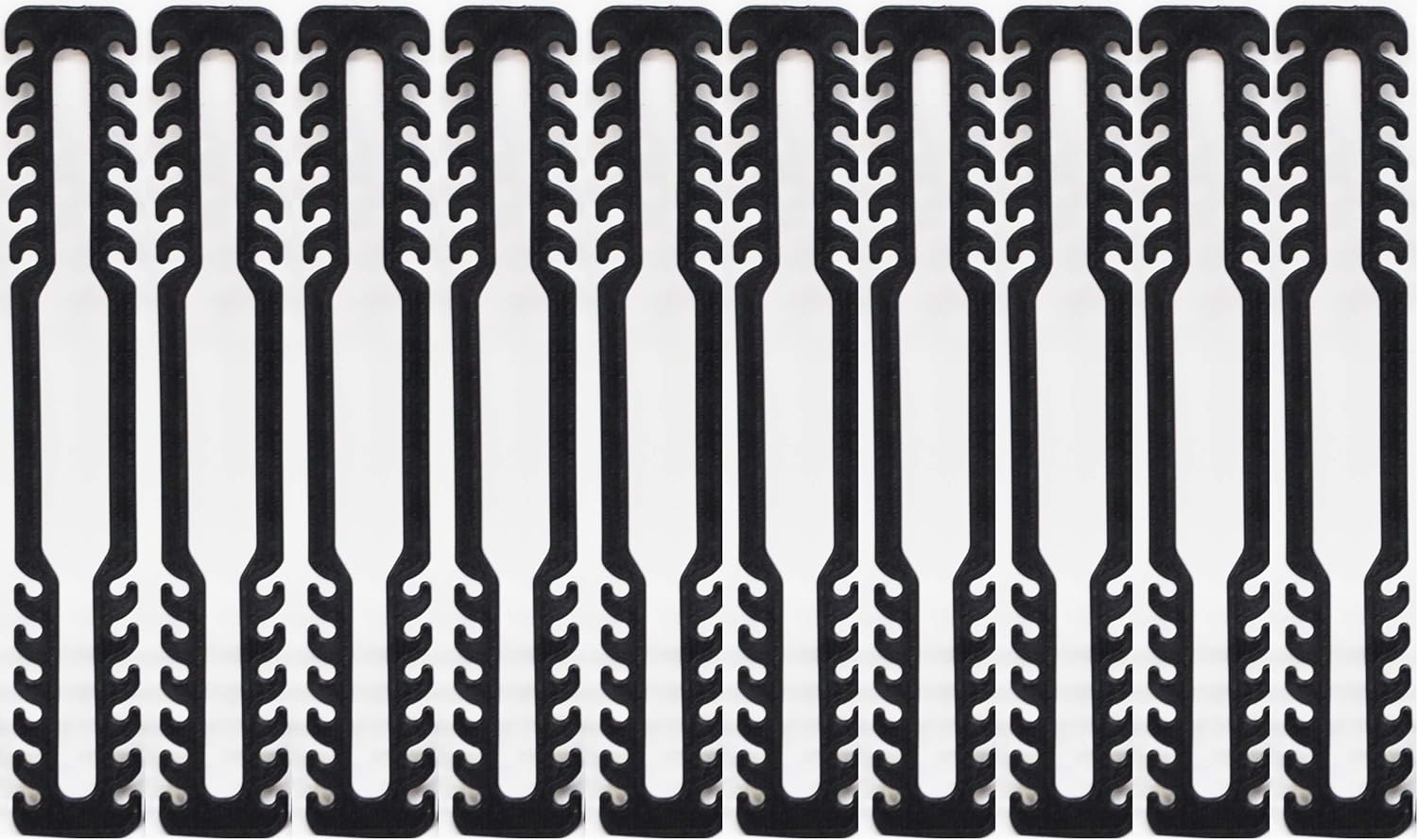 Correa extensora ajustable para cubrebocas, gancho de extensión para máscaras extensibles (paquete de 10 soportes) (negro)