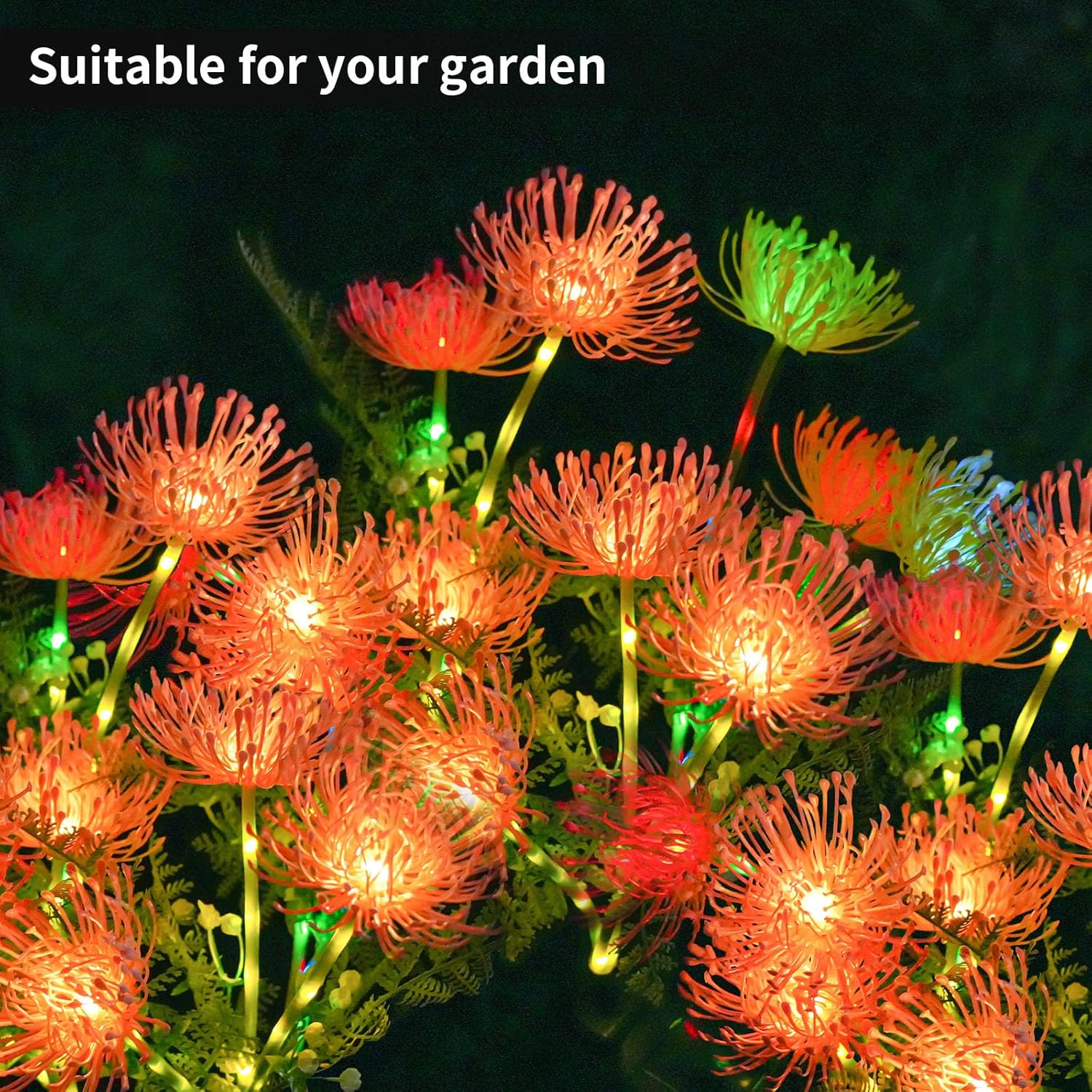 Luces solares de jardín, luces solares al aire libre para decoración de jardín, luces de flores de alfiler para jardín, patio, camino, decoración de