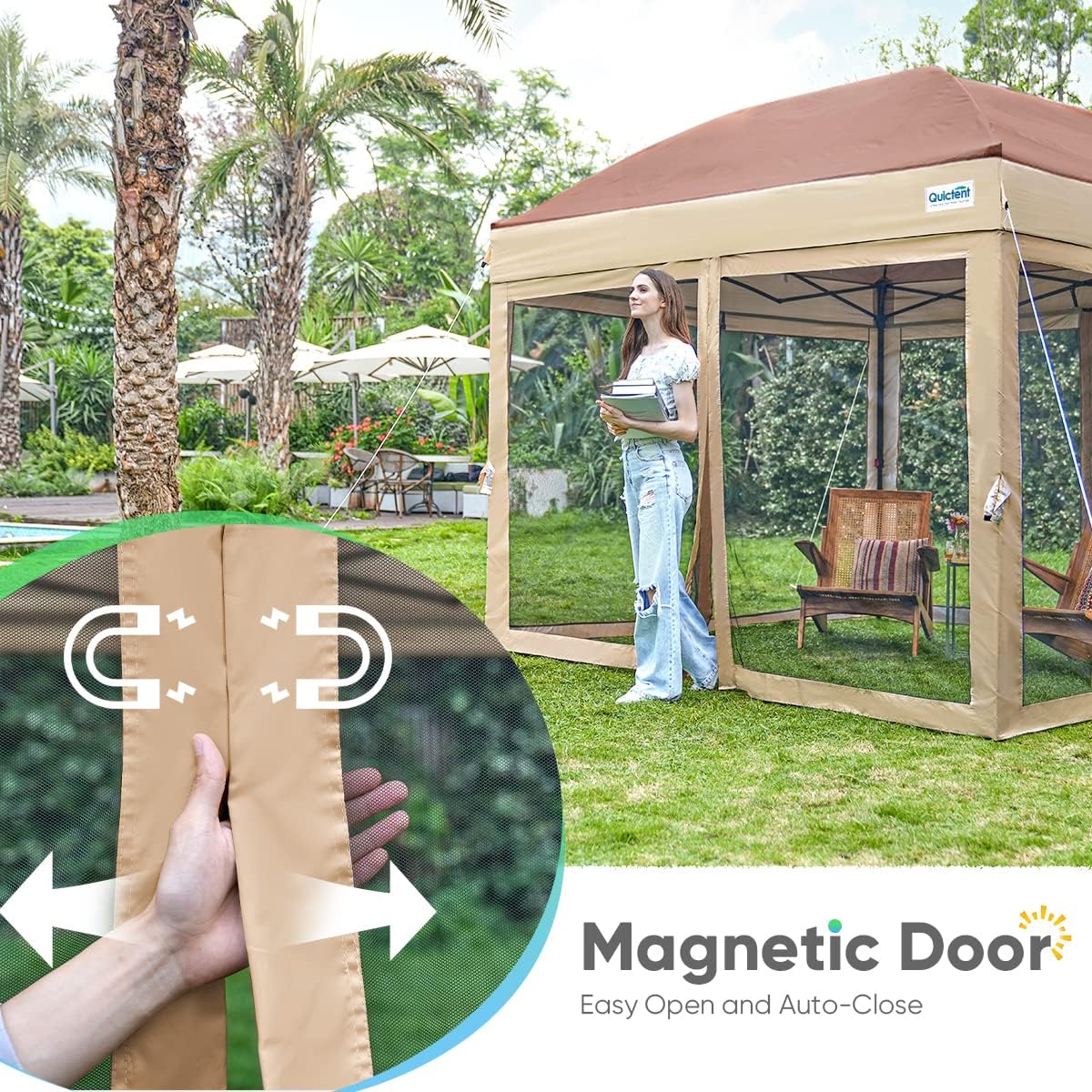 Toldo desplegable Quictent Ez con pantalla de malla para carpa, pared lateral, en 3 colores, 4 tamaños