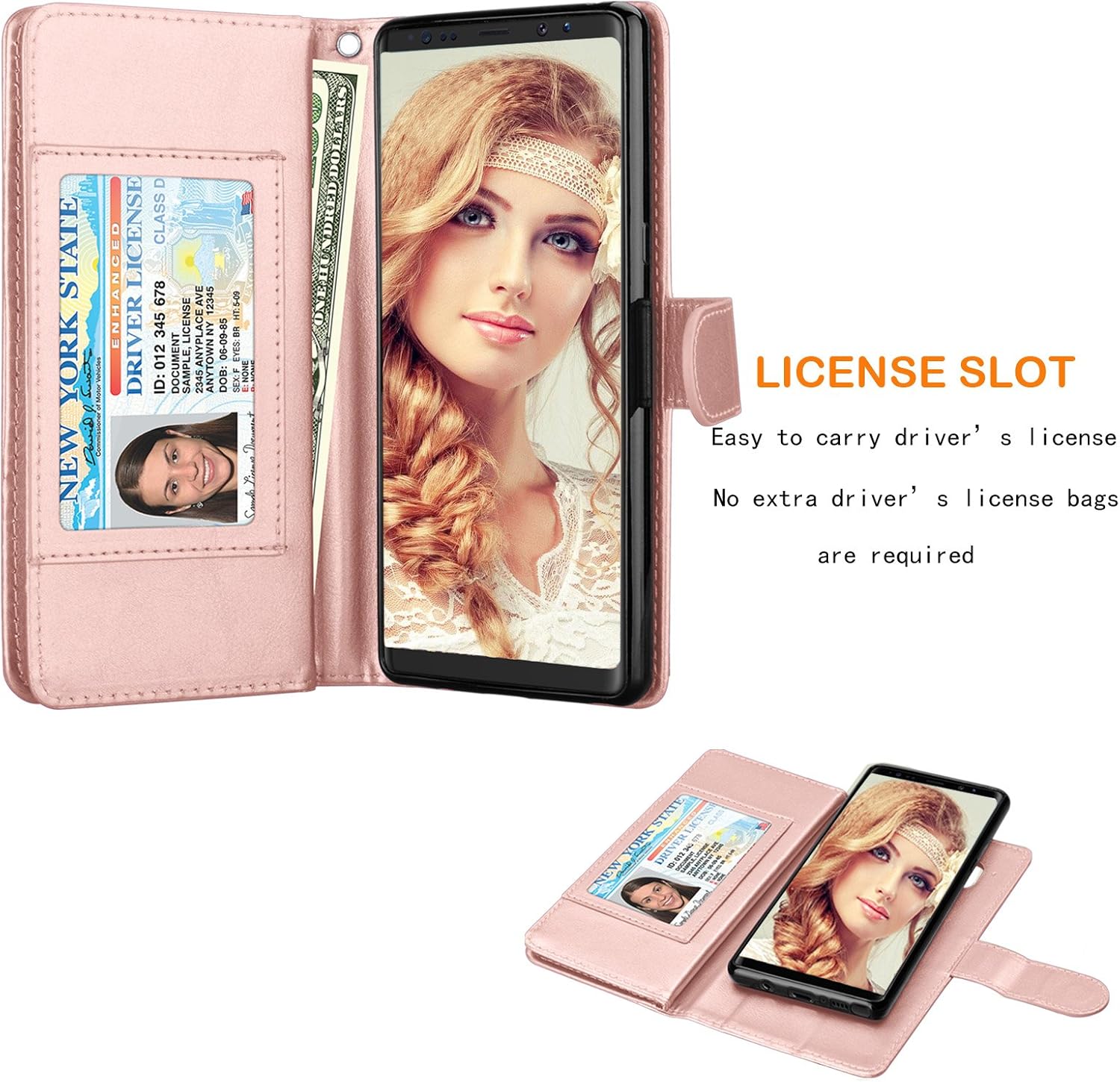 NJJEX Funda para Galaxy Note 8, para Note 8, piel sintética 9 ranuras para tarjetas Funda con tapa para tarjeta de crédito de identificación
