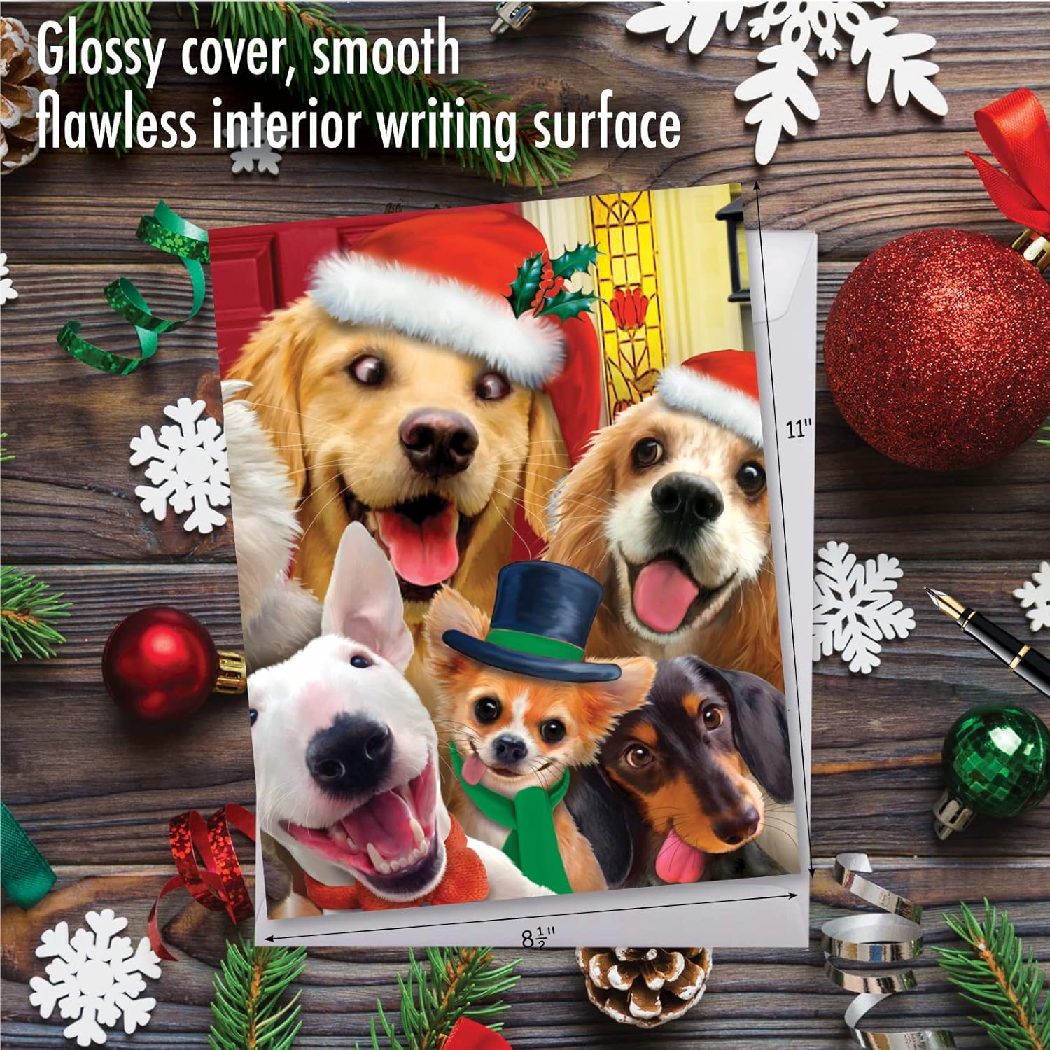 The Best Card Company – Tarjeta de Navidad Big Group (8.5 x 11 pulgadas) – Animales divertidos, tarjeta de felicitación festiva de todos nosotros –