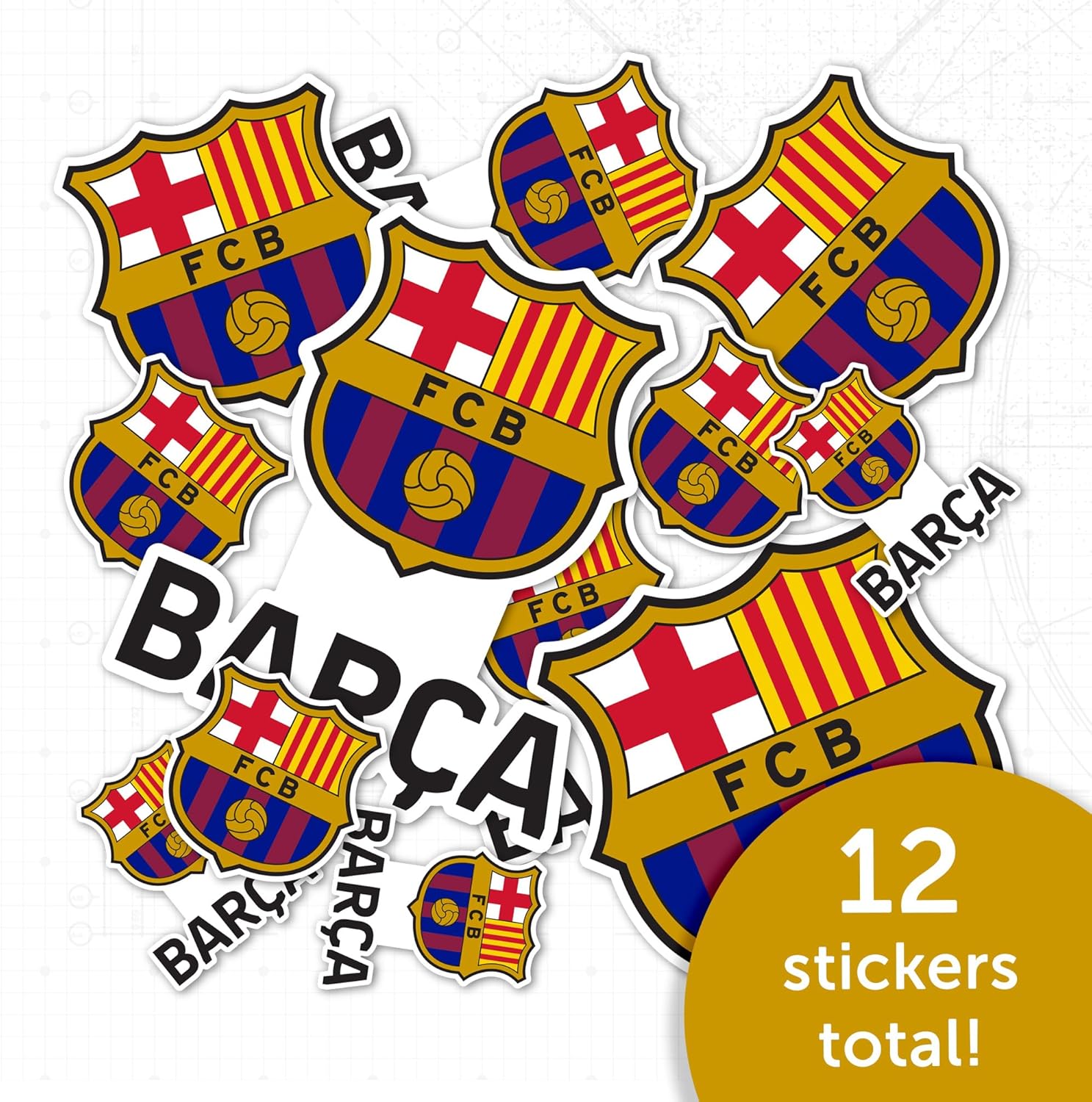 Pegatinas del FC Barcelona Barça – Lámina de vinilo para fútbol, botella de agua para laptop, álbum de recortes de coche (tipo 1-2)