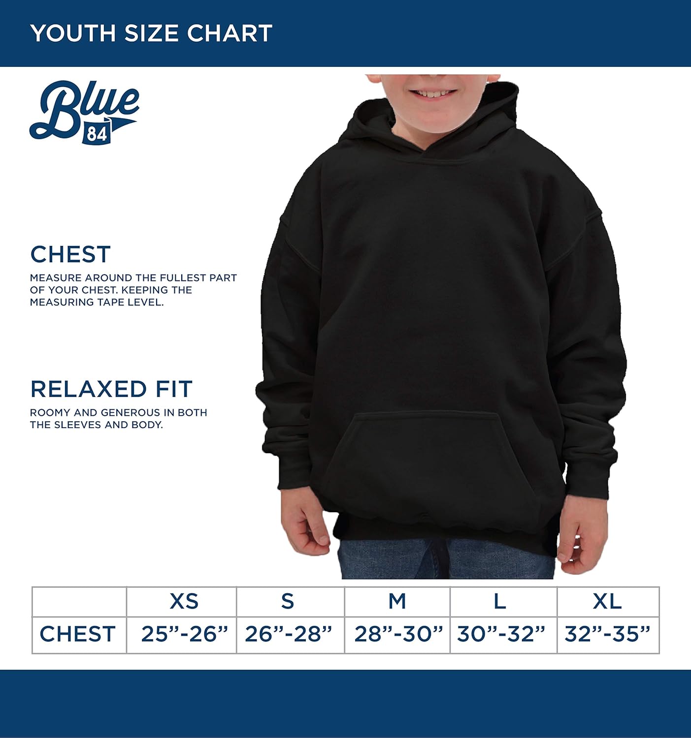 Blue 84 Sudadera con capucha para niños con arco sobre el color