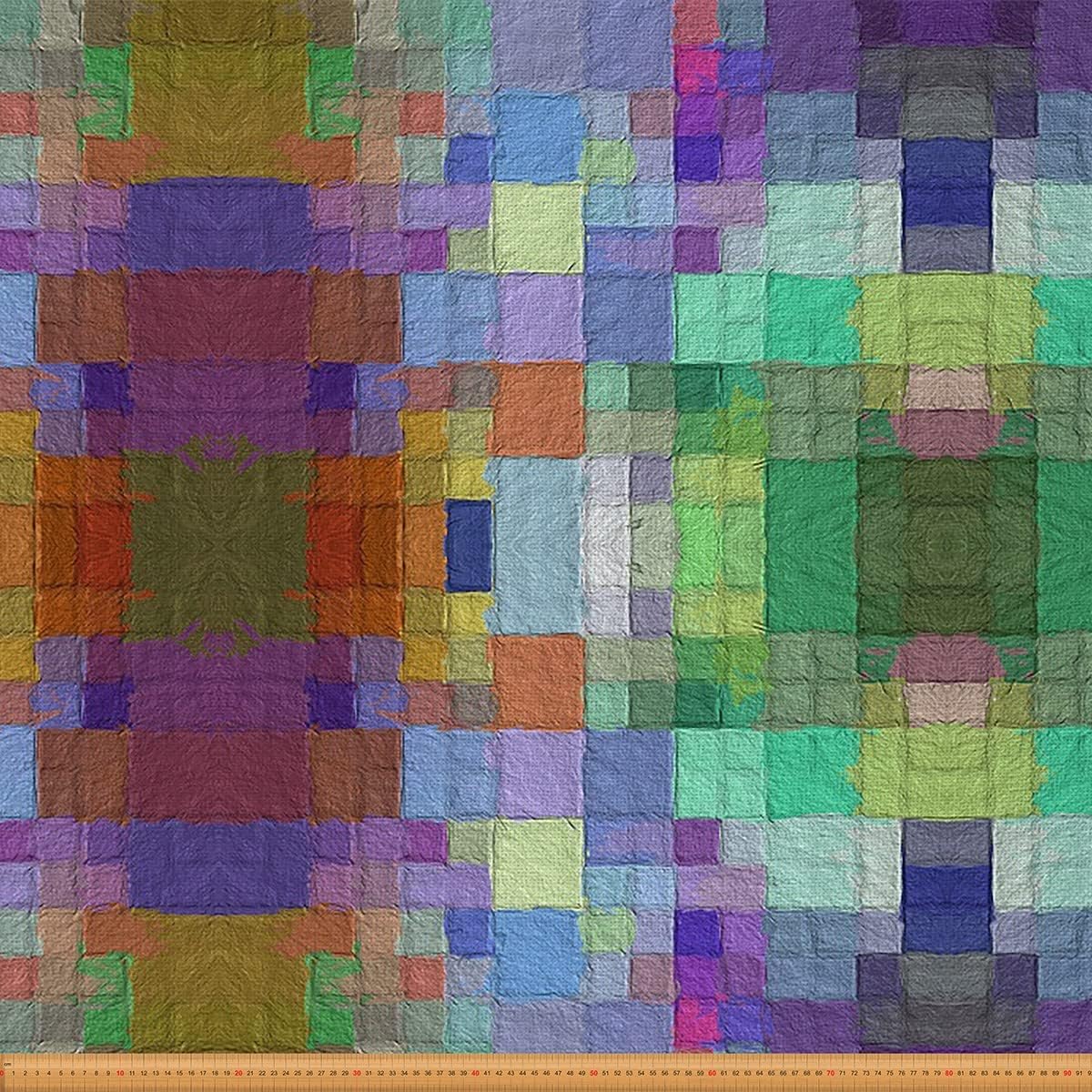 Feelyou The Yard, tela geométrica colorida de The Yard, tela cuadrada de tapicería de arte abstracto arcoíris para sillas, sofá, estampado