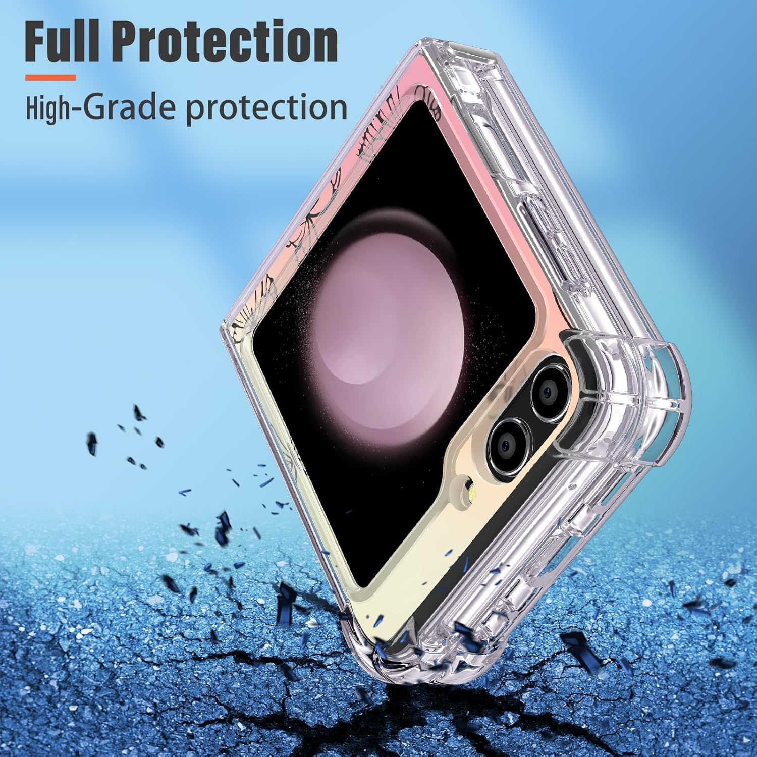 Funda para Samsung Galaxy Z Flip 5, diseño de mariposas de diseño protector transparente de TPU suave a prueba de golpes para Galaxy Z Flip 5 para