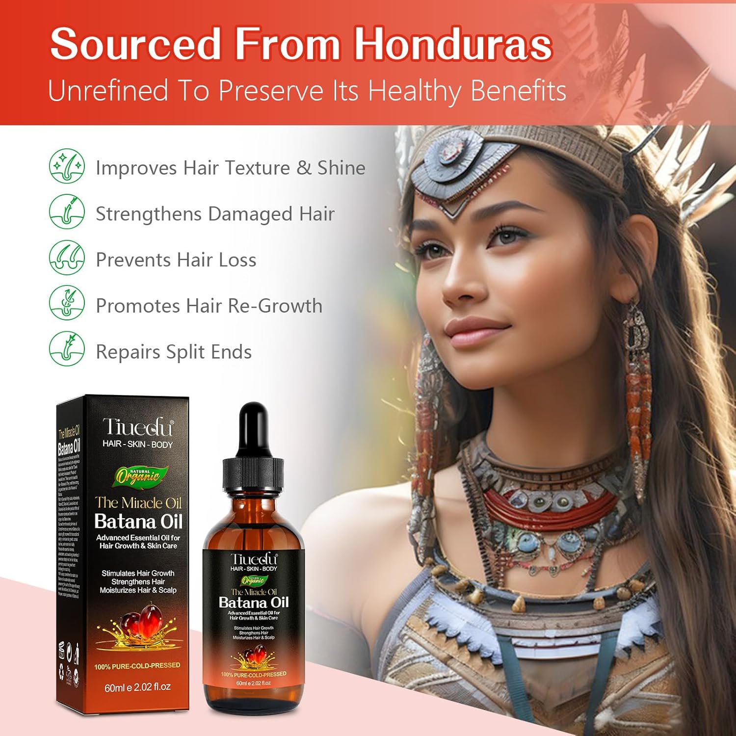 Aceite de batana orgánico para el crecimiento del cabello, pestañas y cejas, aceite de batana 100% puro y natural para pérdida de cabello,