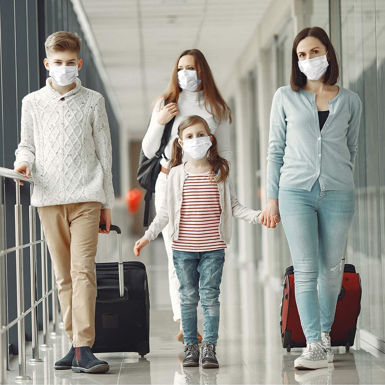 100 máscaras faciales desechables blancas para adultos, tela suave real de 3 capas (2 capas no tejidas, 1 capa fundida soplada), antipolvo, a prueba