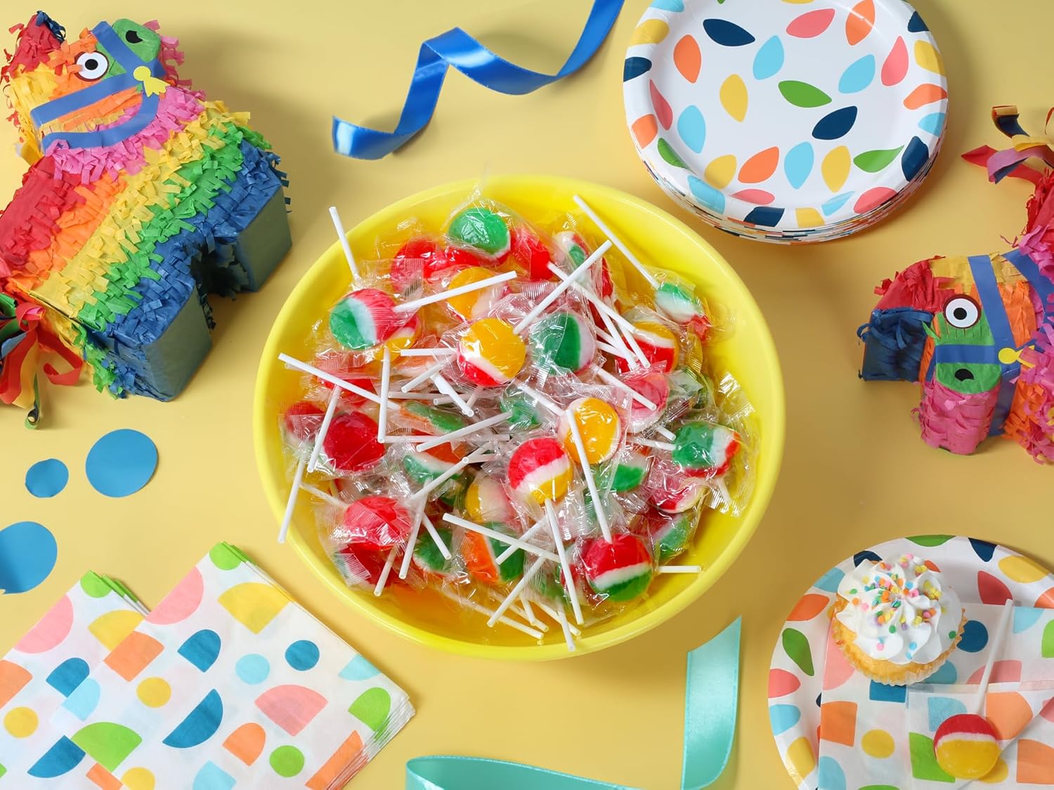 Paletas clásicas  5 libras, aproximadamente 300 piezas  Chupones y paletas para niños  Paletas redondas planas envueltas individualmente  Ventosas