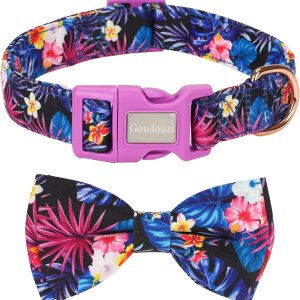 Collar de algodón suave con pajarita para perros, lindo collar de perro con pajarita, collar de tela ajustable con patrón floral, collares de Collar de algodón suave con pajarita para perros, lindo collar de perro con pajarita, collar de tela ajustable con patrón floral, collares de
