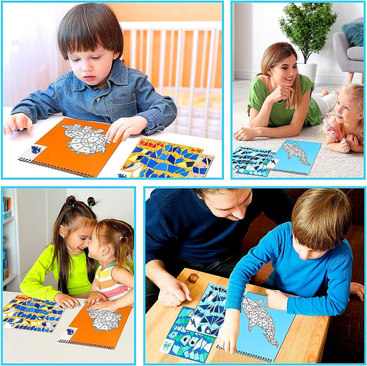 Manualidades para niños de 4 a 8 años, libros de pintura adhesiva, paquete de 6 libros de calcomanías de números para niños y niñas, recuerdos de