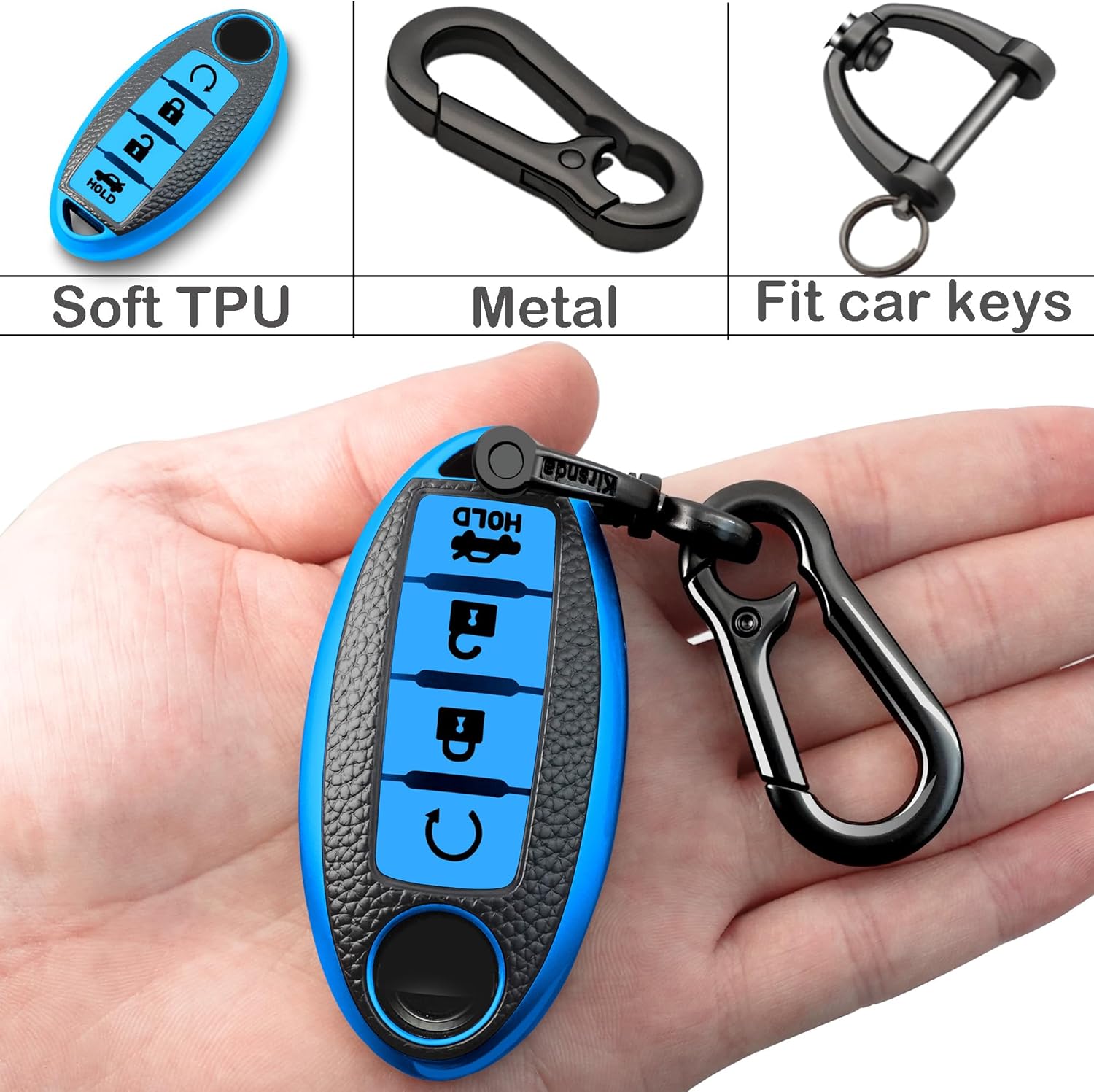 Funda texturizada para llavero con llavero, funda de TPU suave, 4 botones compatible con llave remota Altima Maxima, Murano, Rogue, Sentra Versa